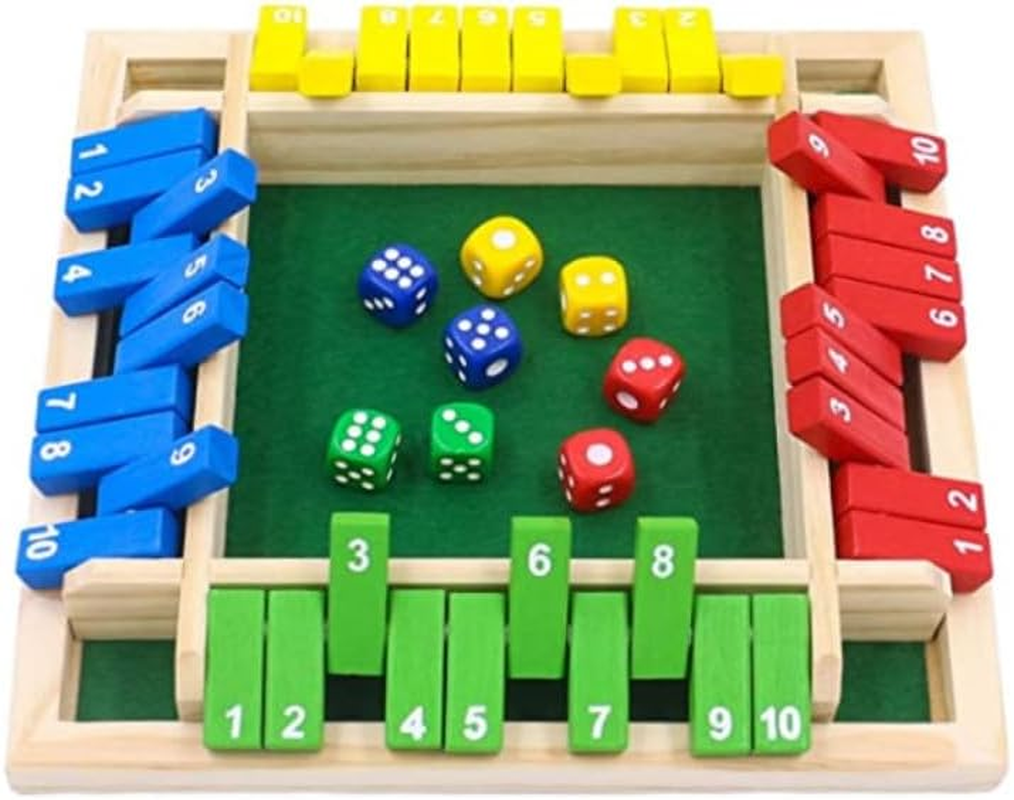 Shut the Box 4 Players Wooden Board Game - Challenge Your Family with This Fun and Educational Dice Game for Kids and Adults image number 1