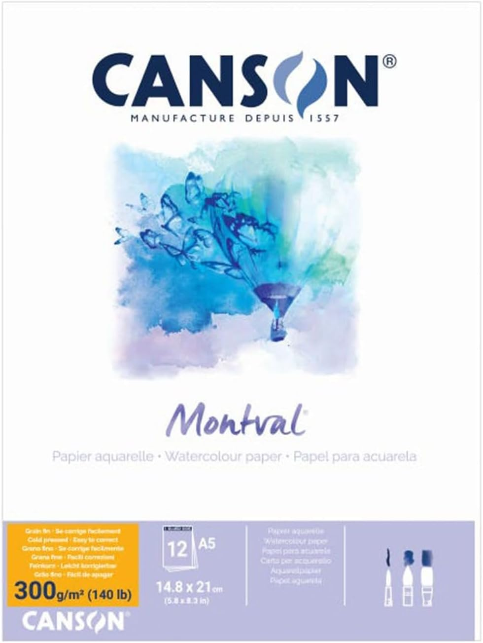 Canson Montval 300 GSM Cold Pressed Pad, Size A5 image number 1