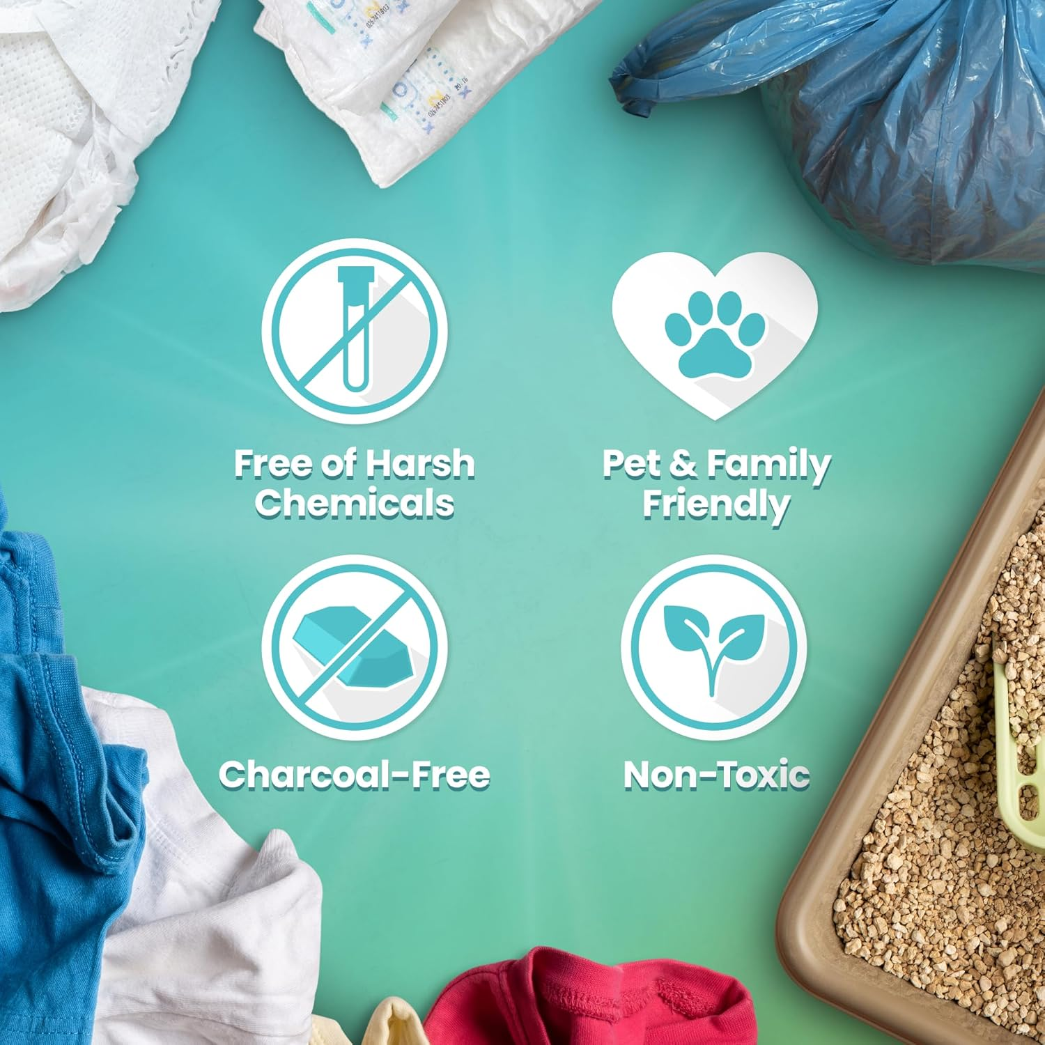 Trash Can and Diaper Pail Deodorizer Patch | Organic Odor Eliminator | 4 Month Supply | Beats Baking Soda and Charcoal Bags | Chemical and Fragrance Free image number 3