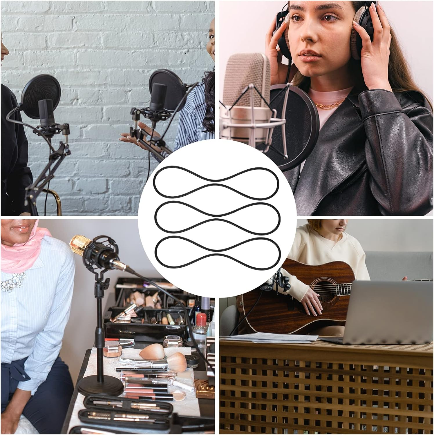 SAVITA 10 X Rubber Ring for Microphone, Shock Mount Rubber Elastic Band for Microphone Accessories (Black) image number 4