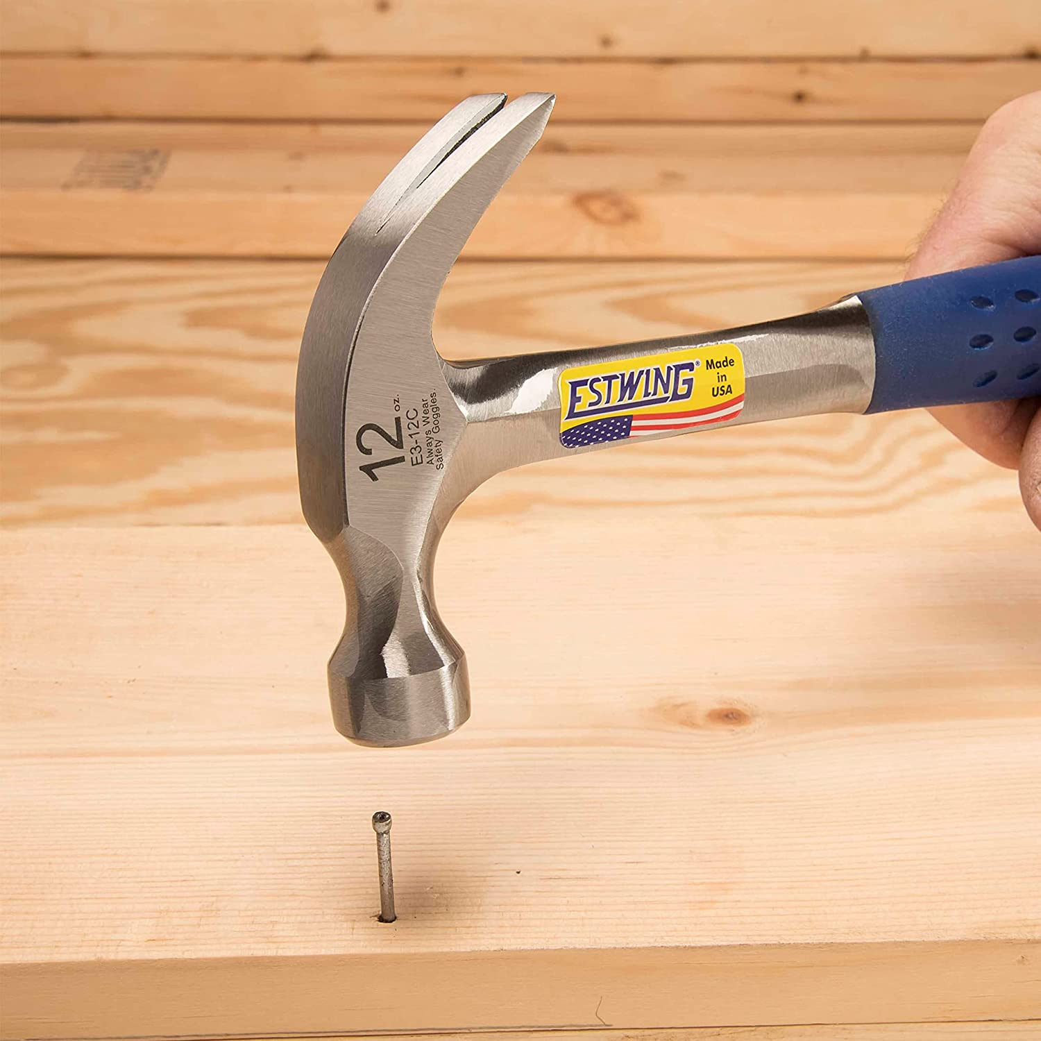 Estwing 12Oz Curved Claw Hammer with Blue Vinyl Grip image number 5