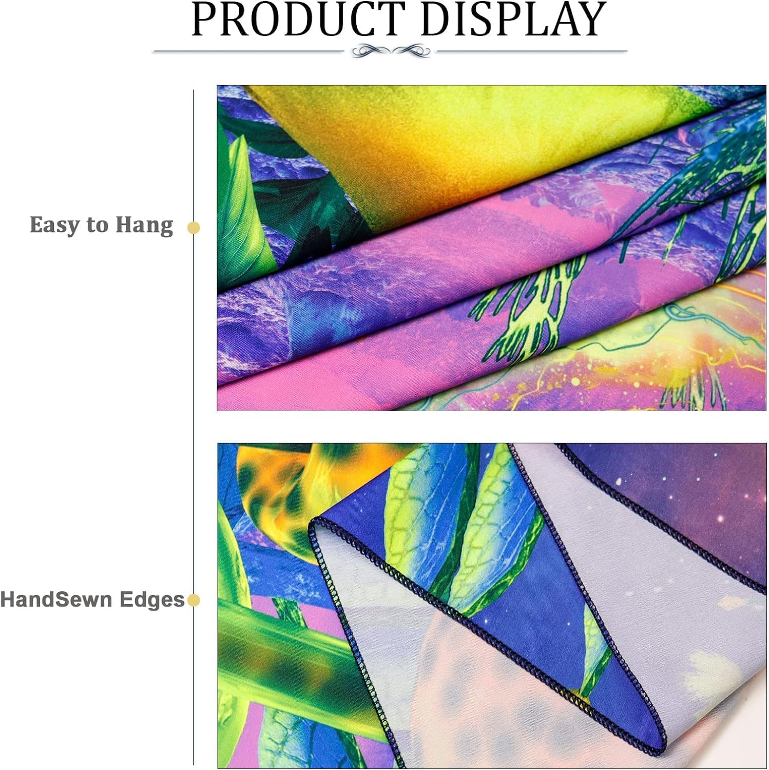 Black-Light Astronaut Jellyfish Tapestry, Trippy Mushroom Tapestry, UV Reactive Fantasy Plants Wall Hanging, Psychedelic Neon Galaxy Space Tapestry (M)