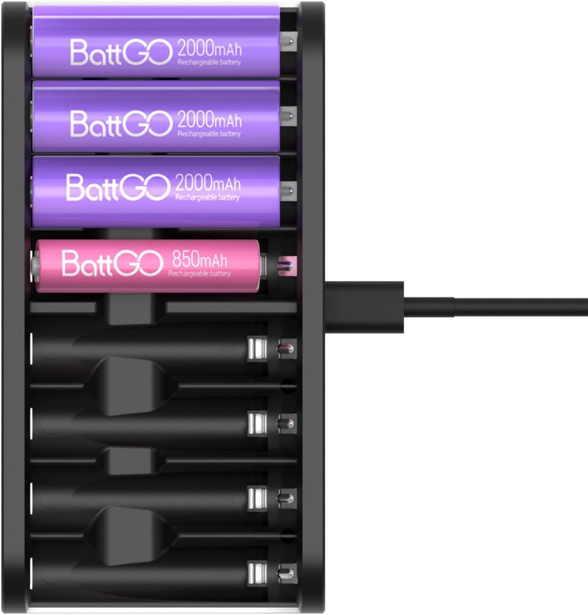 LIMETA R8Air 8-Slot Charging Station-Universal Battery Charger AA AAA, Compatible with Nimh/Nicd/Li-Ion & Eneloop/Eneloop AA, Double a Batteries/Aaa Batteries/18650 & Rechargeable Household Batteries image number 1