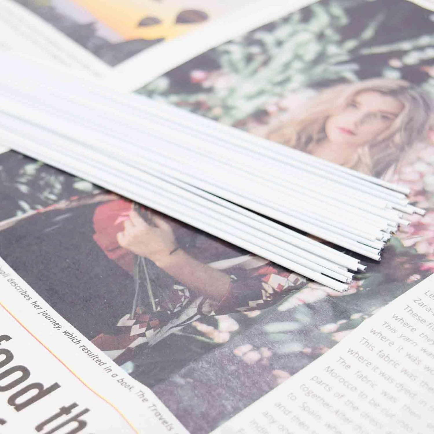 Happylain 50 PCS 18 Gauge White Floral Wire 16 Inch, Paper Wrapped Floral Wire, White Floral Stems image number 3