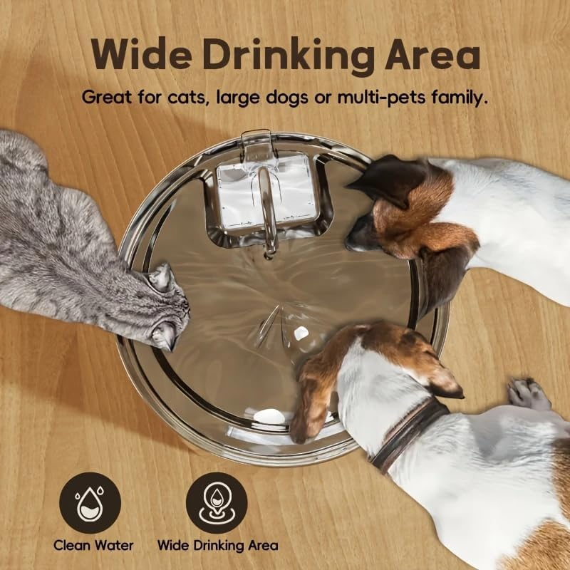 Dog Cat Water Fountain for Dogs and Cats 7L/236Oz Stainless Steel Dog Bowl Dispenser Automatic Pet Water Fountain with Deeper Drinking Area, Multi-Filtration Pet Fountain with 1 Filter