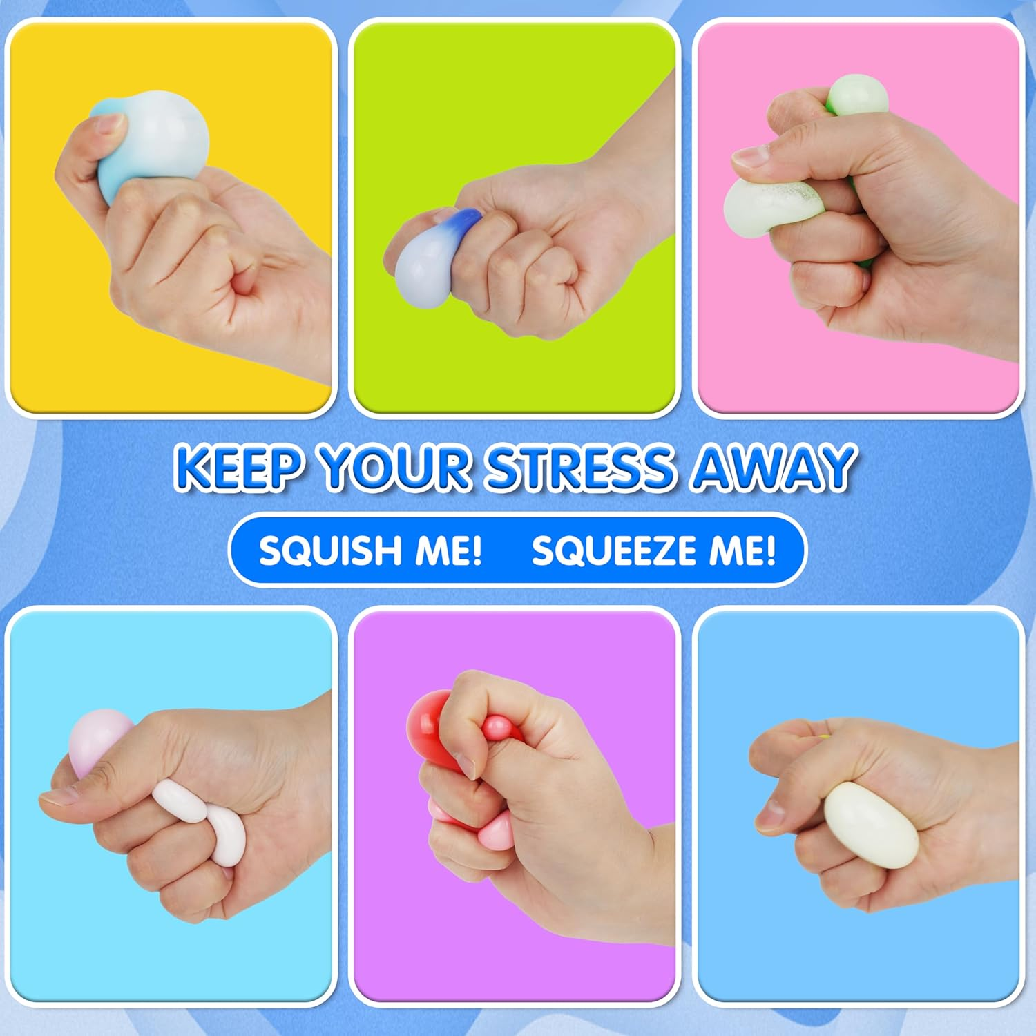 15Pack Mini Stress Balls Bulk for Adults, Box Squishy Squeeze Squishies Ball Cute Stress Relief Balls Toys, Party Favors, Birthday Gift, Goodie Bag Stuffers image number 1