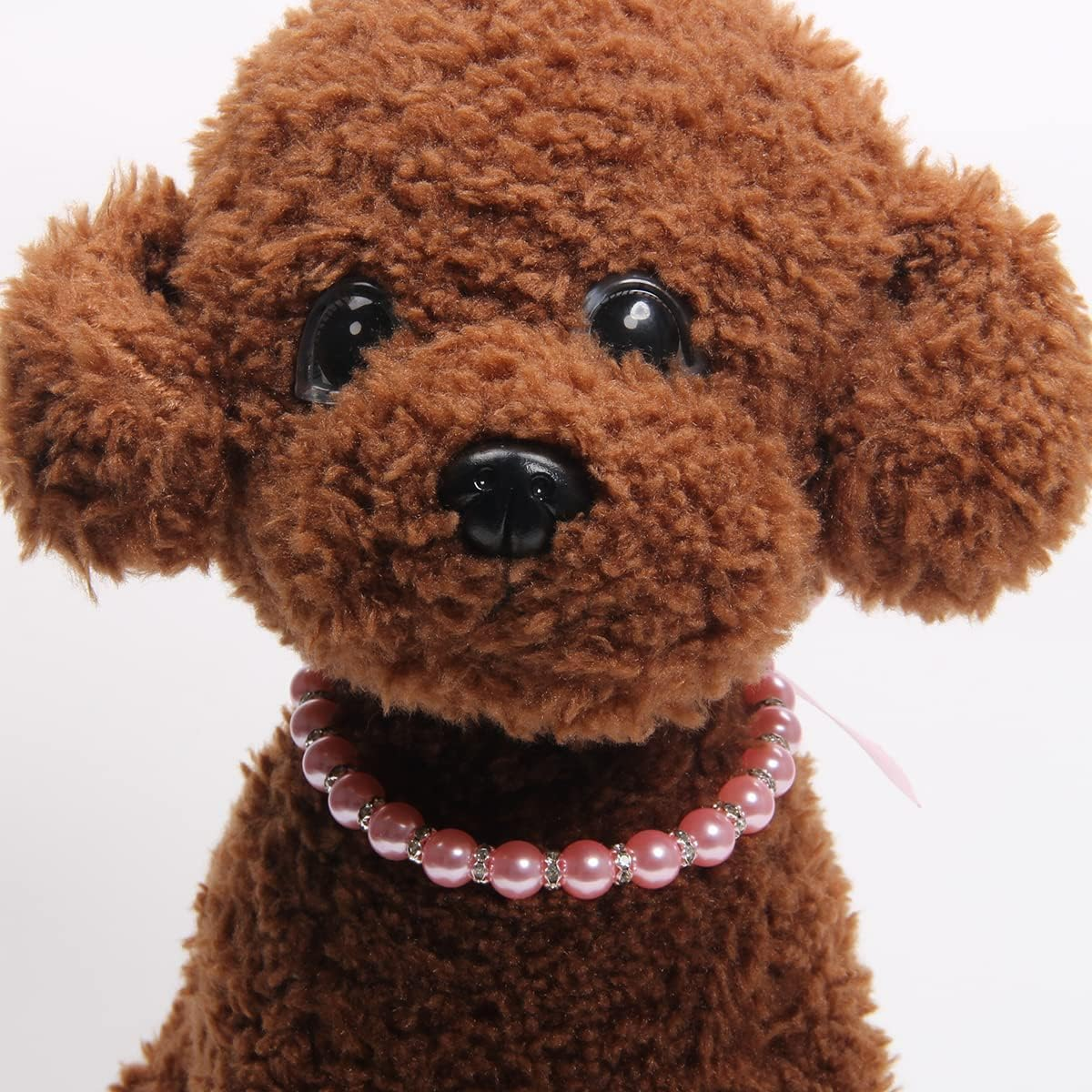 Dog Cat Pearls Collar with Bling Accessories and Ribbon Bow Pet Puppy for Dogs Cats (Pink, M（25-30Cm）) image number 5