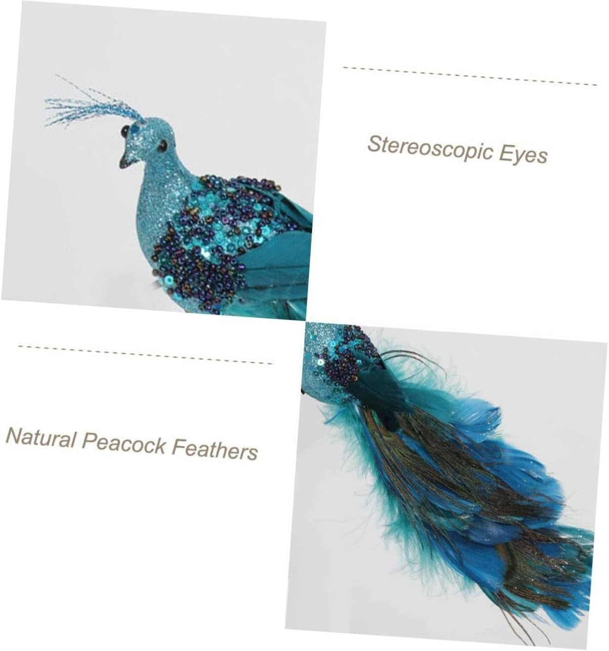 Miniature Peacock Plumage Decoration Artificial Peafowl Figurine for Christmas Tree Decorations and Bonsai image number 2