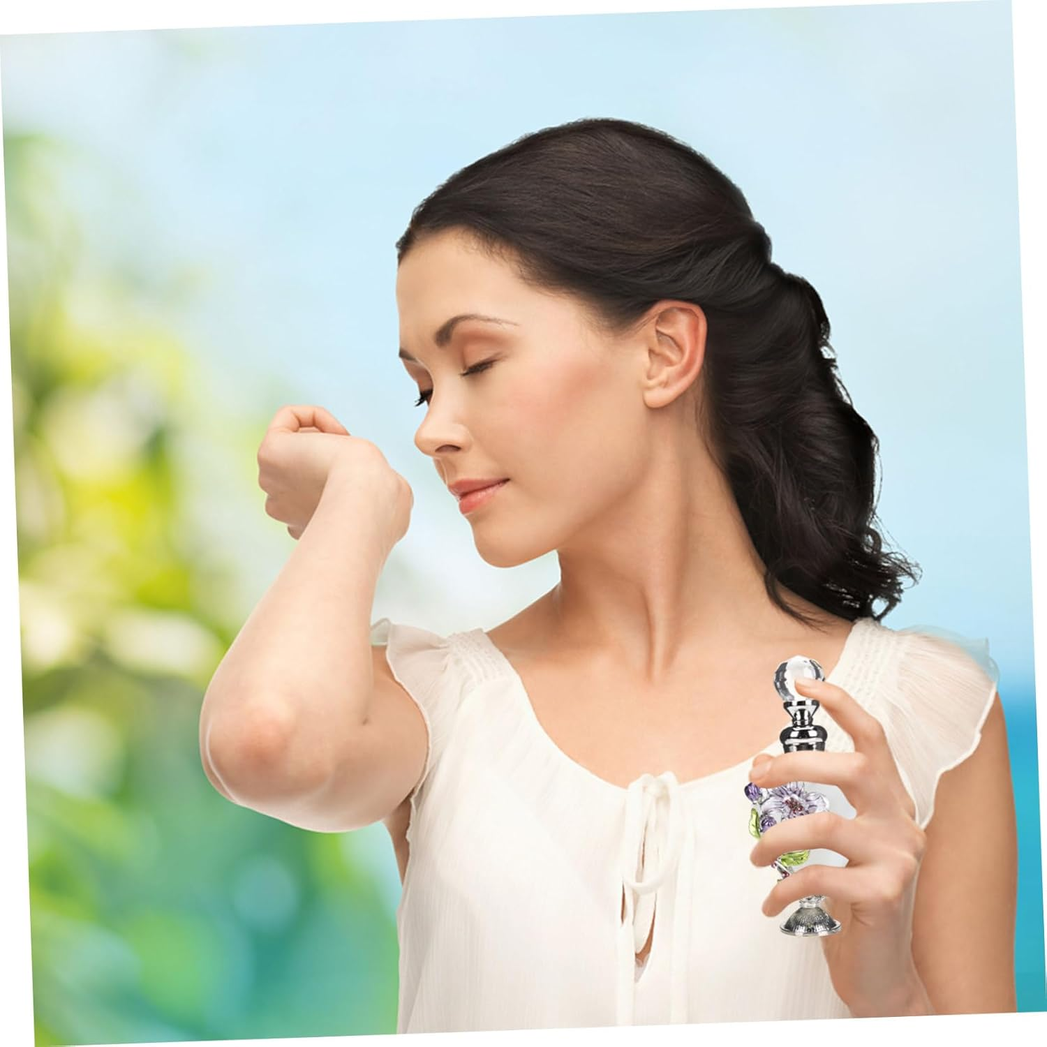 Vintage Floral Perfume Bottles Decorative Glass Travel Bottles Enamel Aromatherapy Containers image number 3