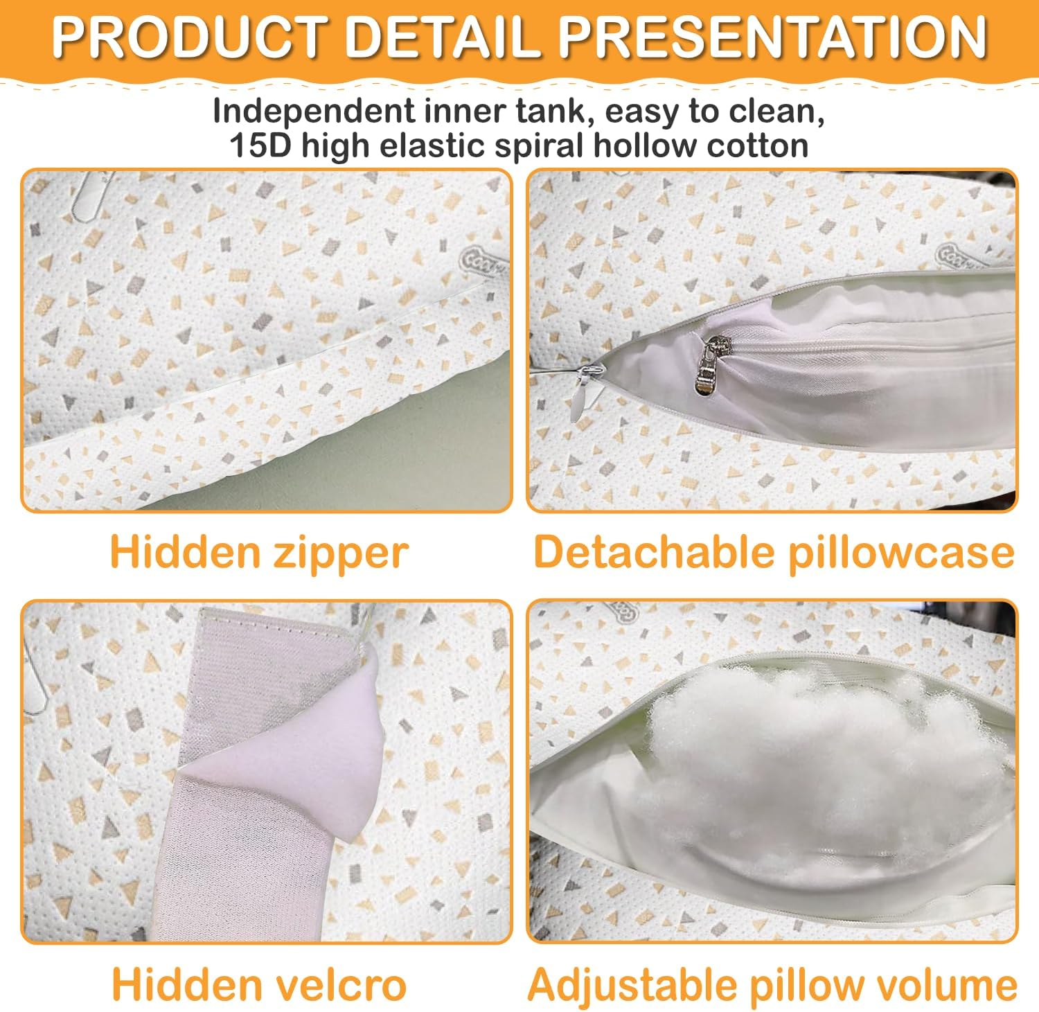 Pregnancy Pillow, Maternity Pillow Support for Sleeping Pregnancy Pillow for HIPS, Backs, Legs, Maternity Pillow with Detachable and Adjustable Pillow Cover, Large image number 4