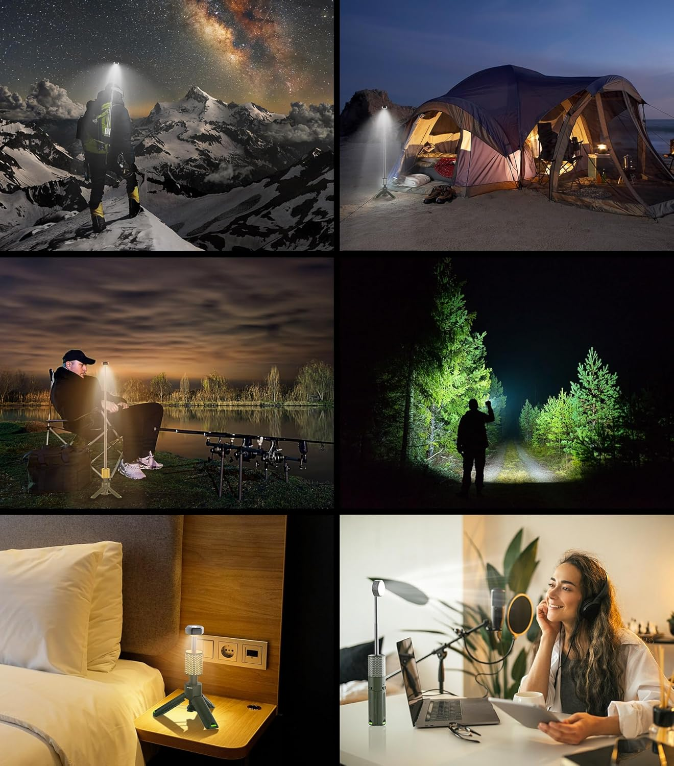 Telescopic Camping Light, Portable Collapsible Magnetic Camp Lantern Rechargeable,10500Mah Telescoping IP67 Waterproof Flashlights, Outdoor Gear for Emergency, Camping, Hiking (Army Green) image number 3