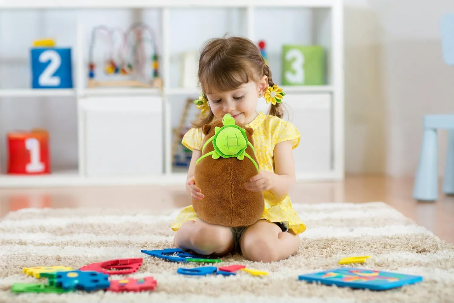 13 Inch Cute Capybara Plush with Turtle Backpack Soft Capibara Stuffed Animals Plushies Toys Hugging Gifts for Kids, Brown image number 1