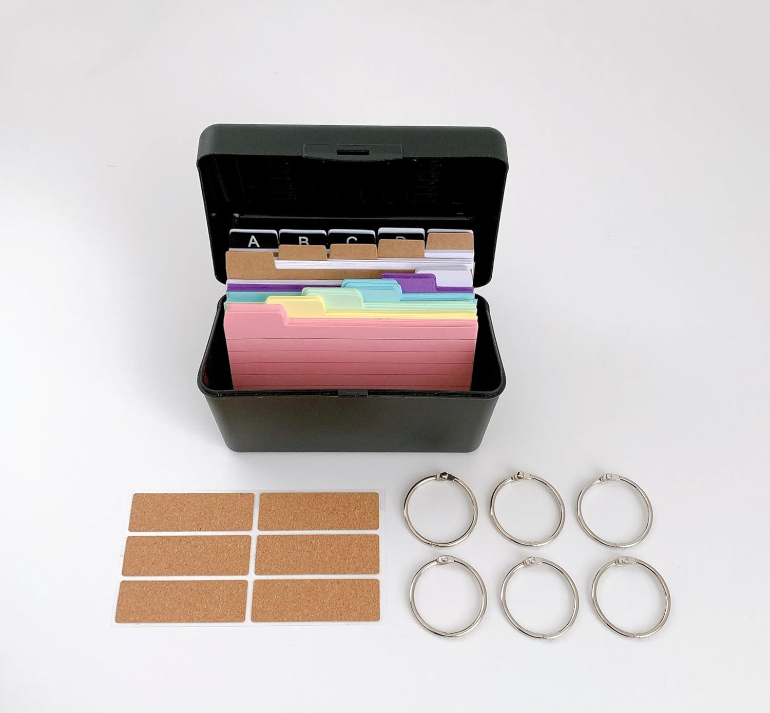 Index Card Holder Set, 3X5" Index Card Organizer Box with Dividers, Business, Recipe, or Note Card Storage Boxes for Home Office Flashcard image number 1