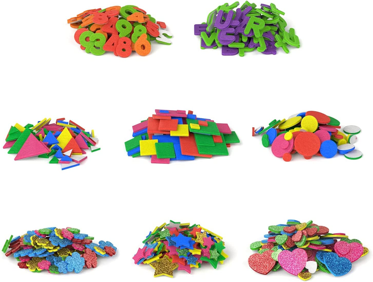Arteza EVA Foam Shapes, 1000 Pieces, Assorted Colors, Peel and Stick Self-Adhesive Foam Pieces, Craft Supplies and Materials for the Classroom, Learning Centers, and After-School Projects image number 1