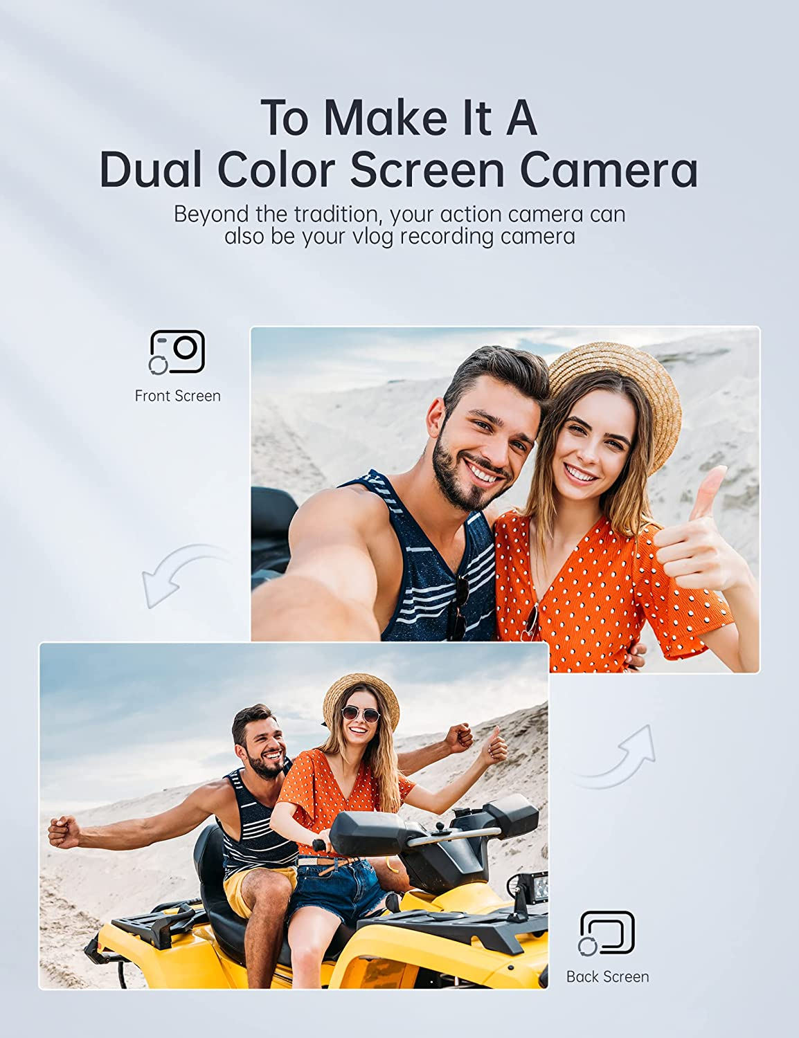 WOLFANG GA420 Action Cam 4K 60FPS Underwater Camera Wifi 10 M Waterproof without Housing 3.0 Ice Image Stabiliser Dual Screen Helmet Camera (External Microphone, 2 X 1350 Mah Batteries and Accessories