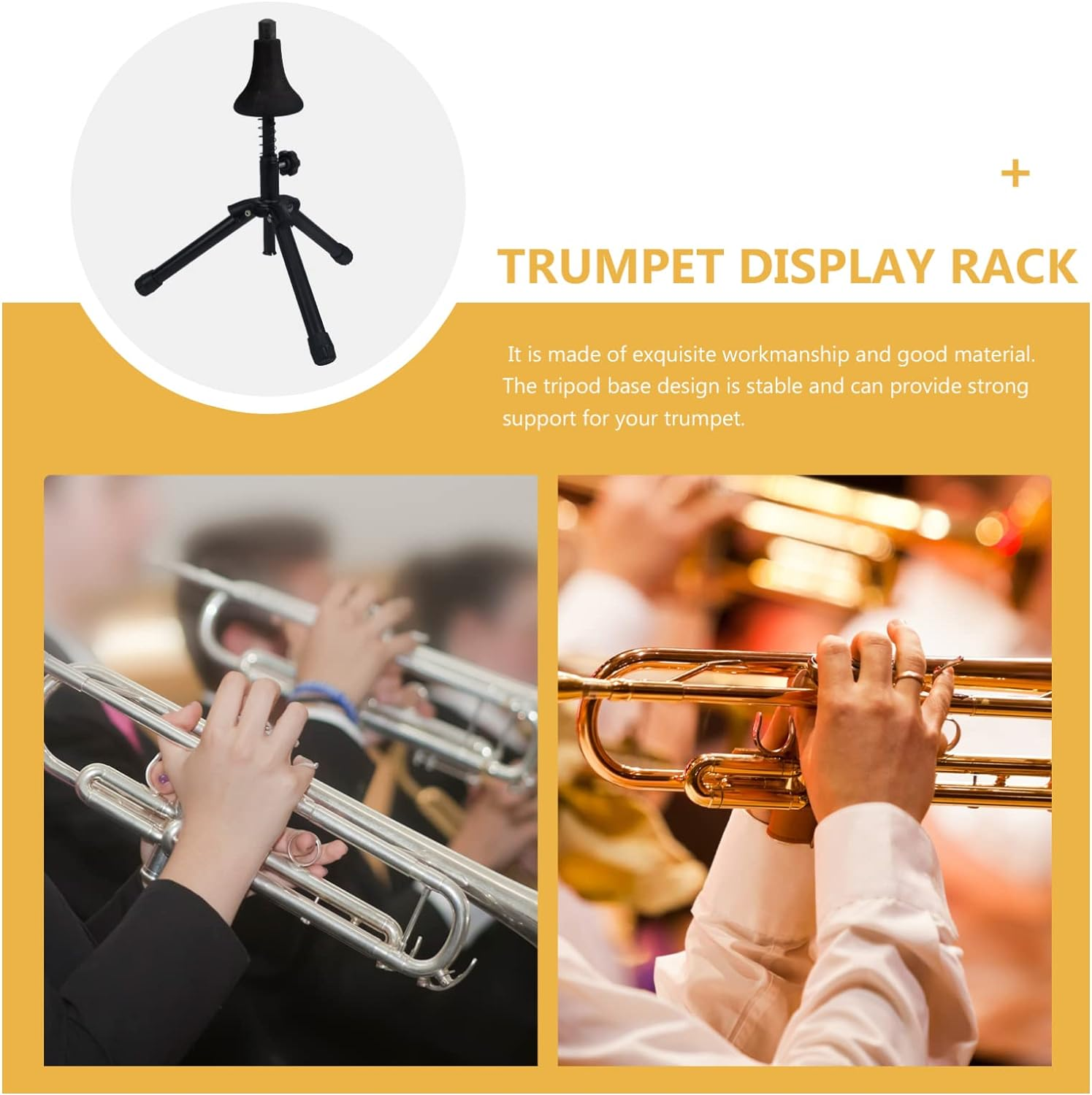 Vaguelly Display Easel Trumpet Stand Holder Portable Trumpet Holder Foldable Metal Trumpet Display Storage Rack Stand Trumpet Display Stand image number 1