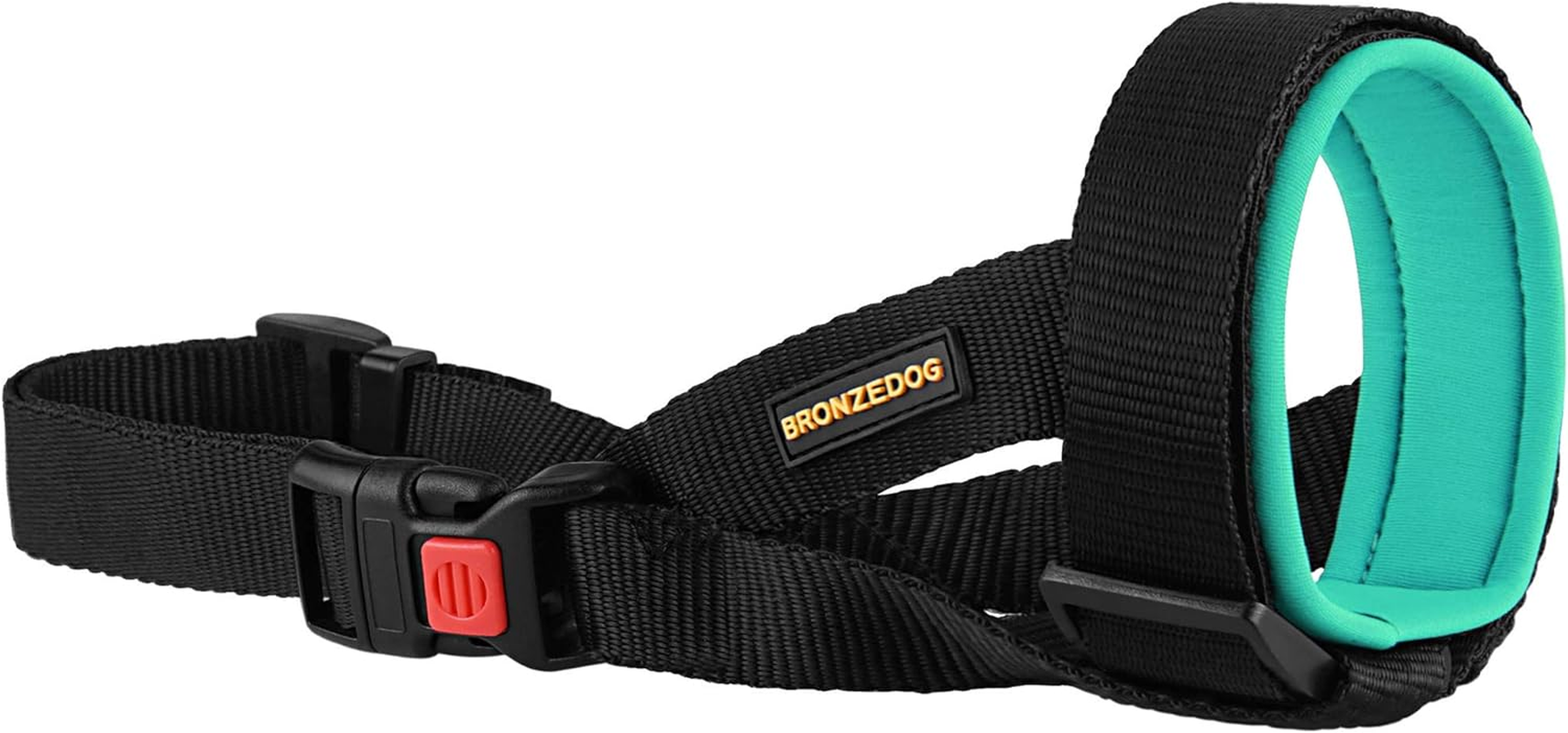 BRONZEDOG Soft Padded Nylon Dog Muzzle Adjustable Neoprene Comfort Bitting Chewing Pet Muzzles for Small Medium Large Dogs Puppy (Mint Green, Medium) image number 2