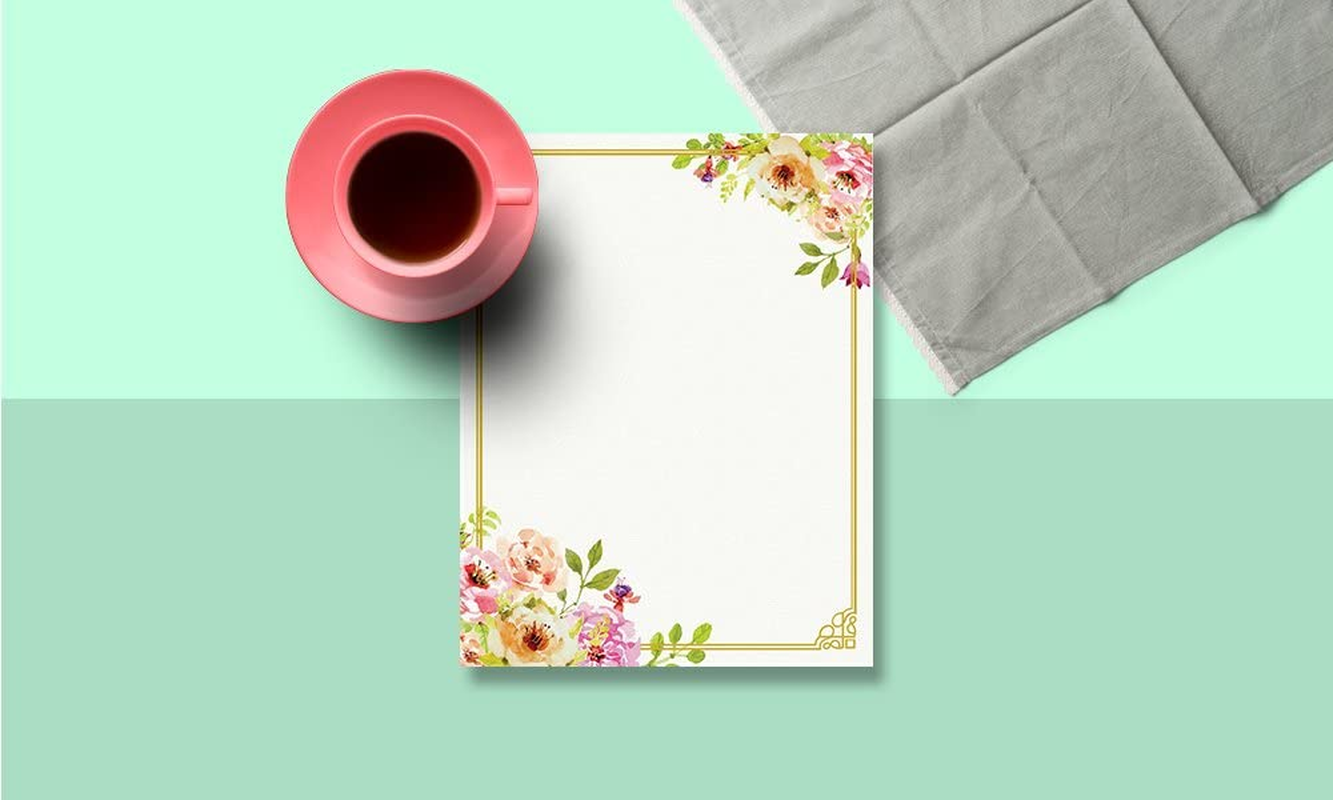 Stationery Writing Paper - Perfect Invitations for Bridal Showers, Birthdays, Weddings, Engagement Party, VIP and All Occasions - 100 Floral Letter Notes for DIY Invitation Kit - Pink and Peach Roses