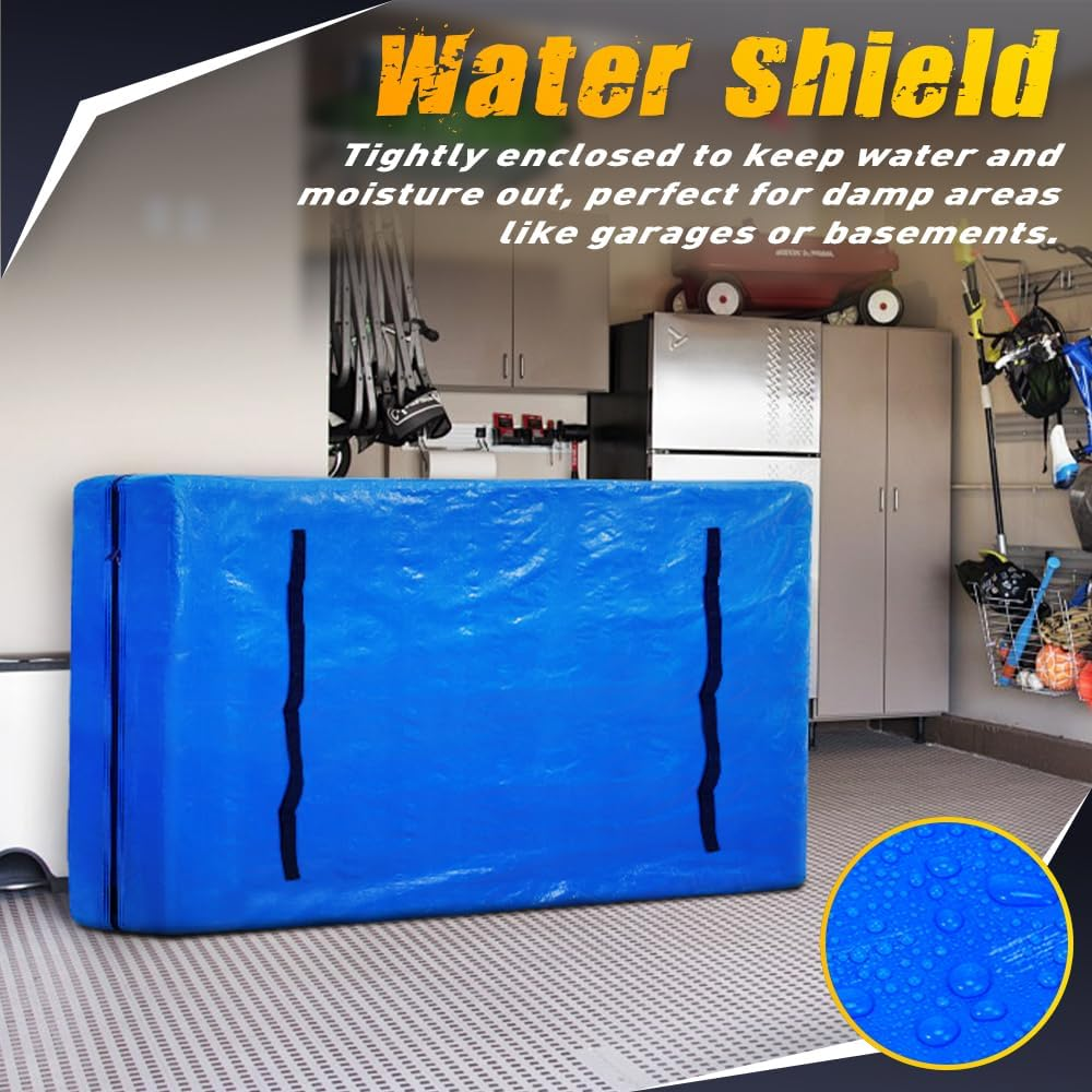 Mobi Mattress Bag for Moving & Storage, King Single Mattress Protector with 8 Handles & Wide-Opening Zippers, Reusable Mattress Cover & Moving Bag, Blue, 207X110X38Cm image number 1