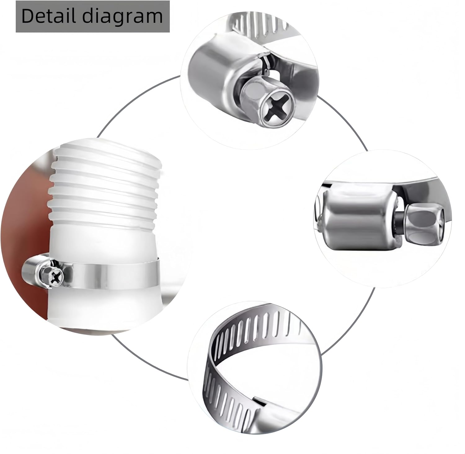 Replacement Hose for Swimming Pools, Pool Hose with 4 Metal Connections, Pack of 2 Genuine Hose Pipe,1.25" Diameter X 59" Length, for Submersible Pump Hose for Pool Pumps and Filter Pump