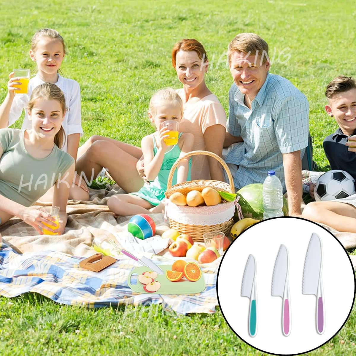 Kids Safe Knife Set, 3 Pcs Colorful PP Serrated Edges Children'S Cooking Knives for Kids Cooking Beginners Cut Fruits Salad Veggies Cake image number 5