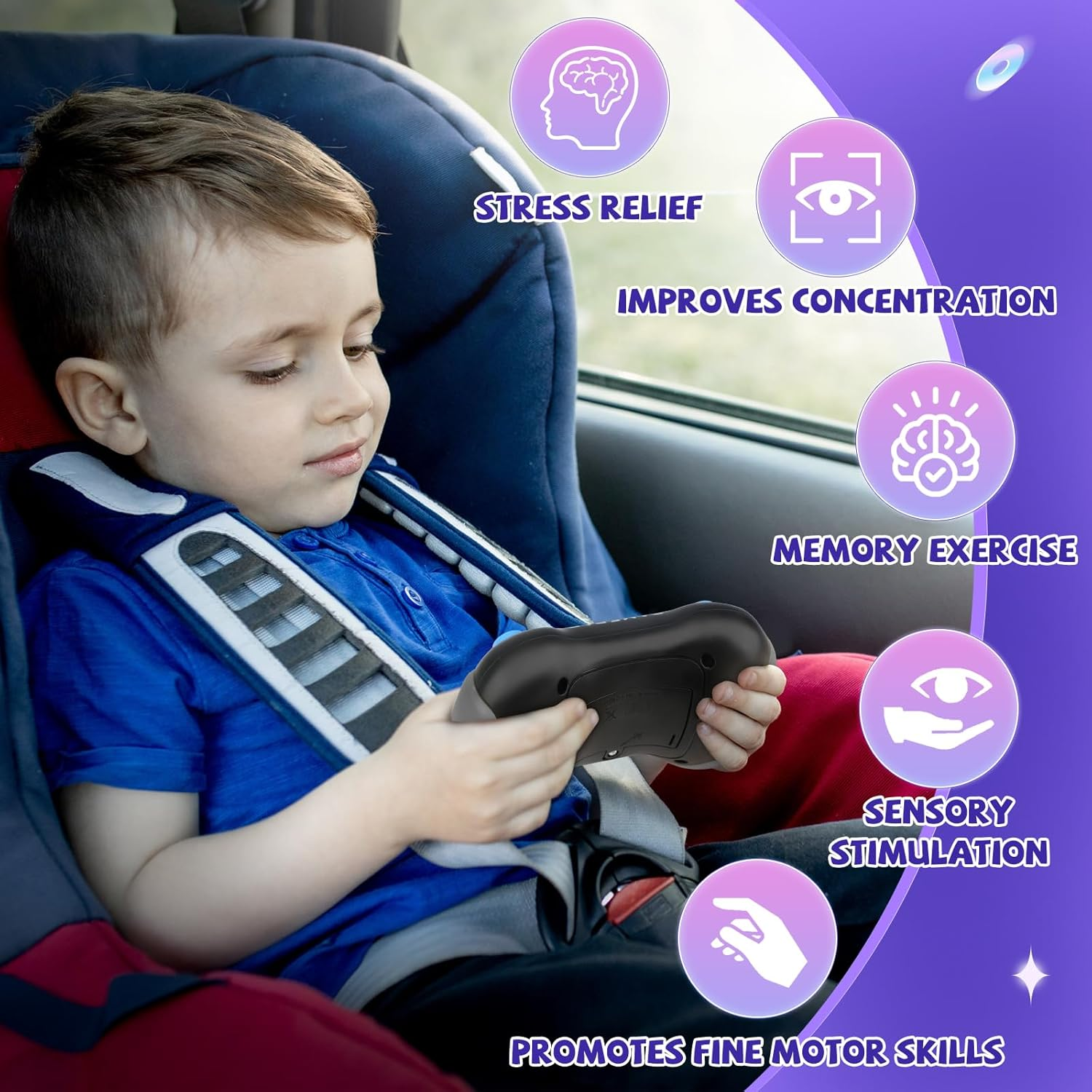 Oundarm Grey Light up Fast Push Handheld Memory Game Fidget Toys, Light Quick Whack a Mole Push Pop Game Console Squeeze Sensory Toys for Kids Adults for Gift Travel Party image number 2