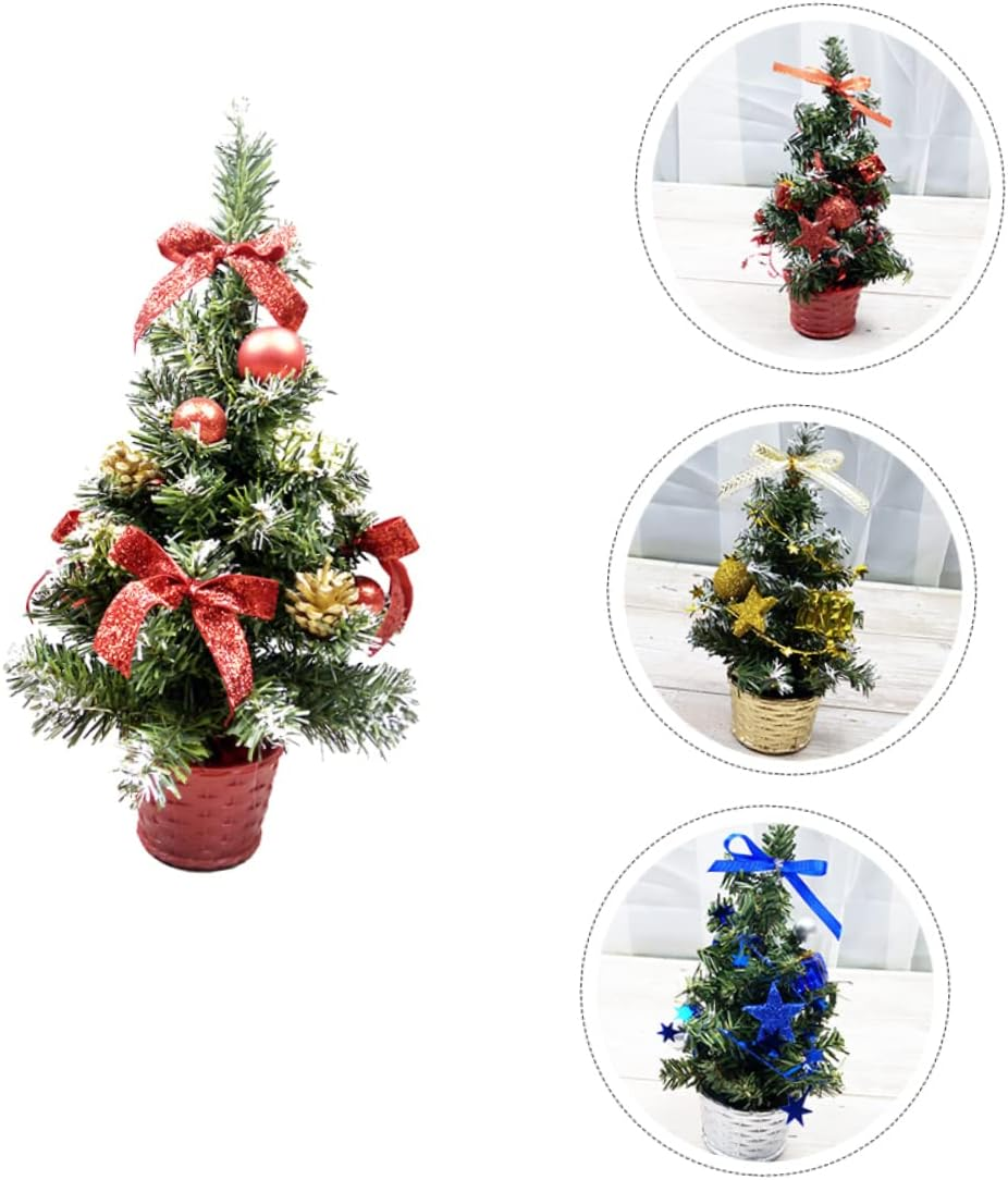 Anneome 4Pcs Adorable Mini Christmas Tree Decorative Tree for Home Party Showcase Table Ornament Christmas Decor Random Color image number 4