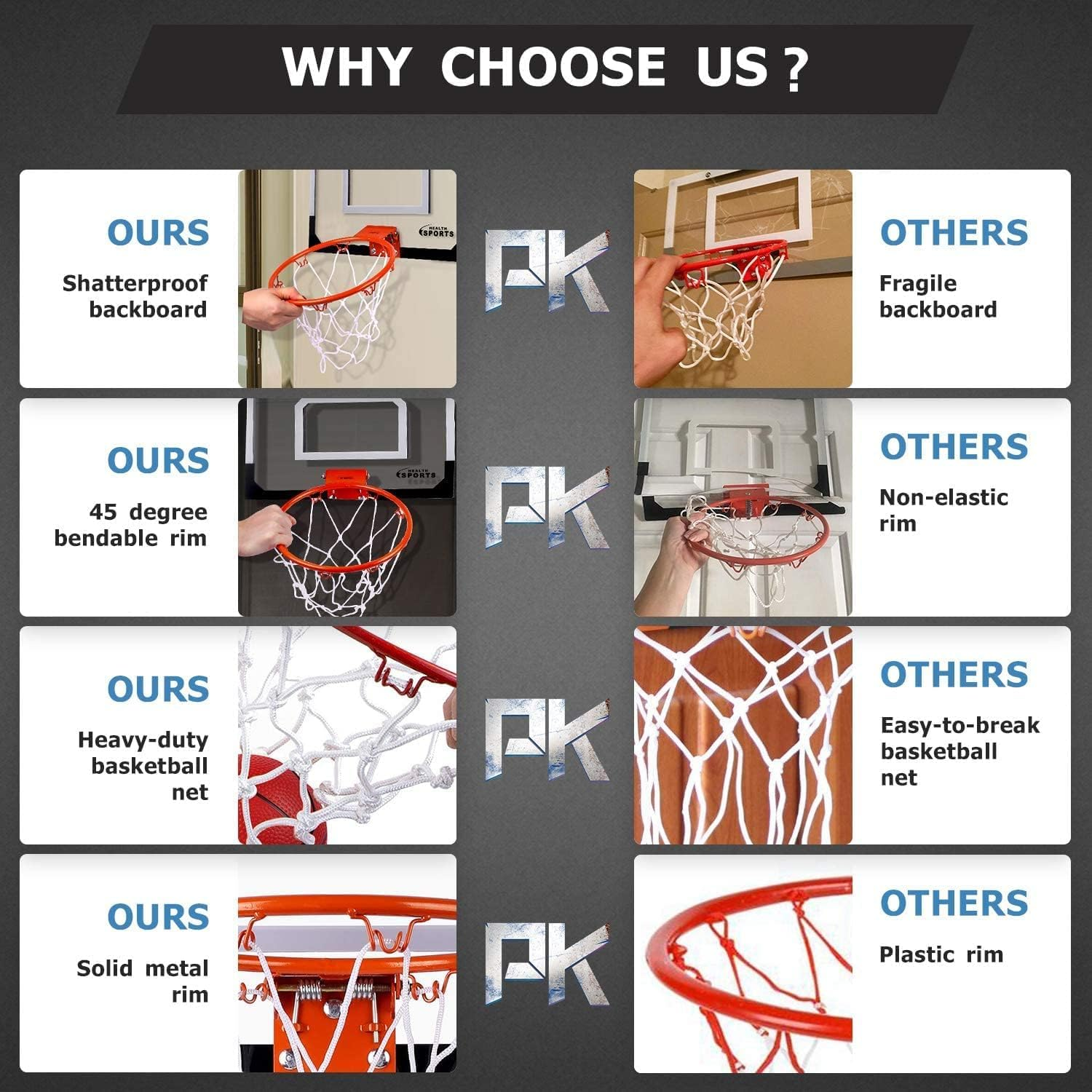 Basketball Hoop Indoor, Mini Basketball Hoop for Kid,Over the Door Basketball Hoop Toy Sports Game for Teens Boy Girl Adults Ages 3+ image number 5