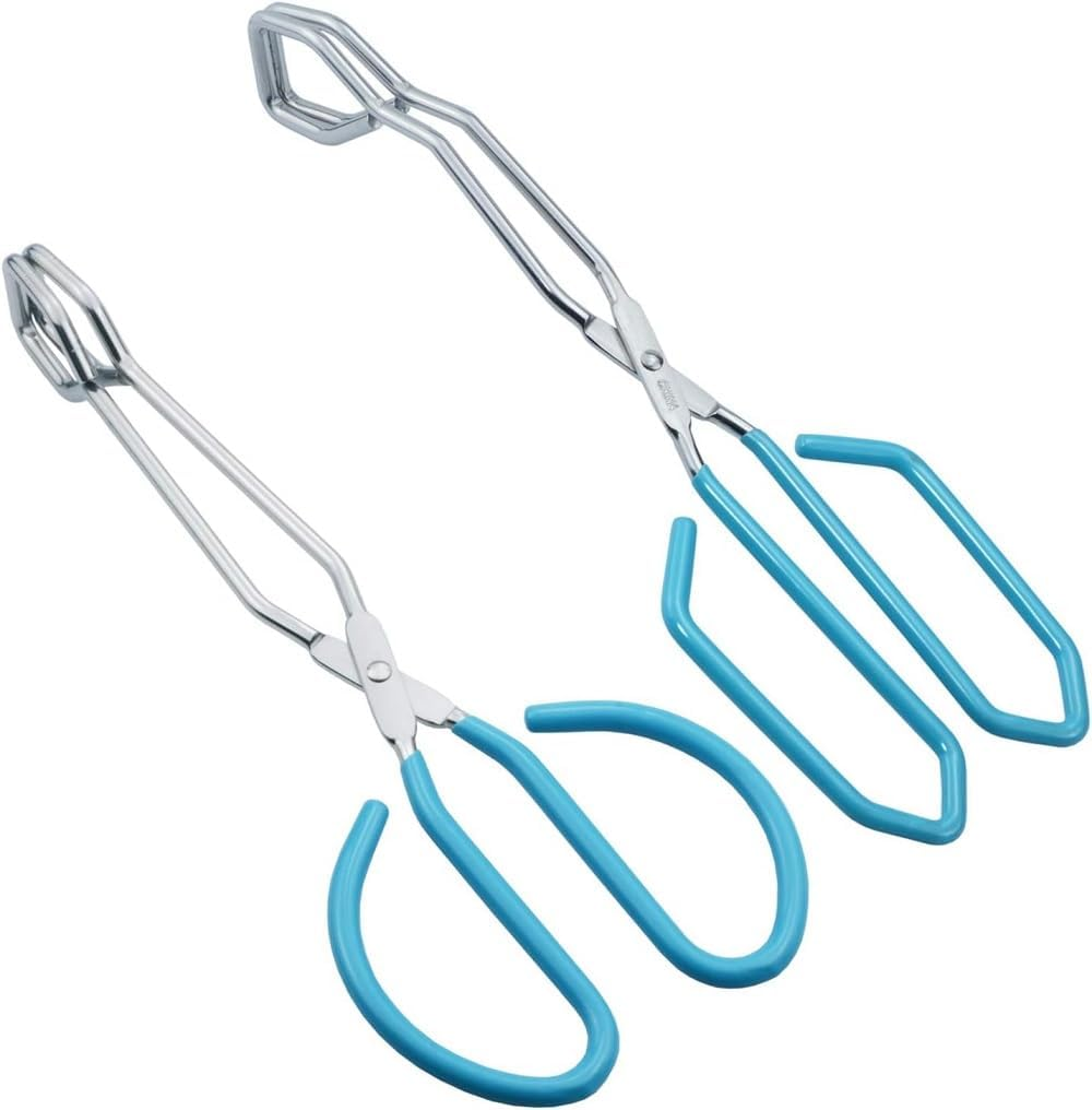 Scissor Style Tongs Stainless Steel Grilling Tongs Hotdog Tongs (2 Styles, Set of 2) image number 2