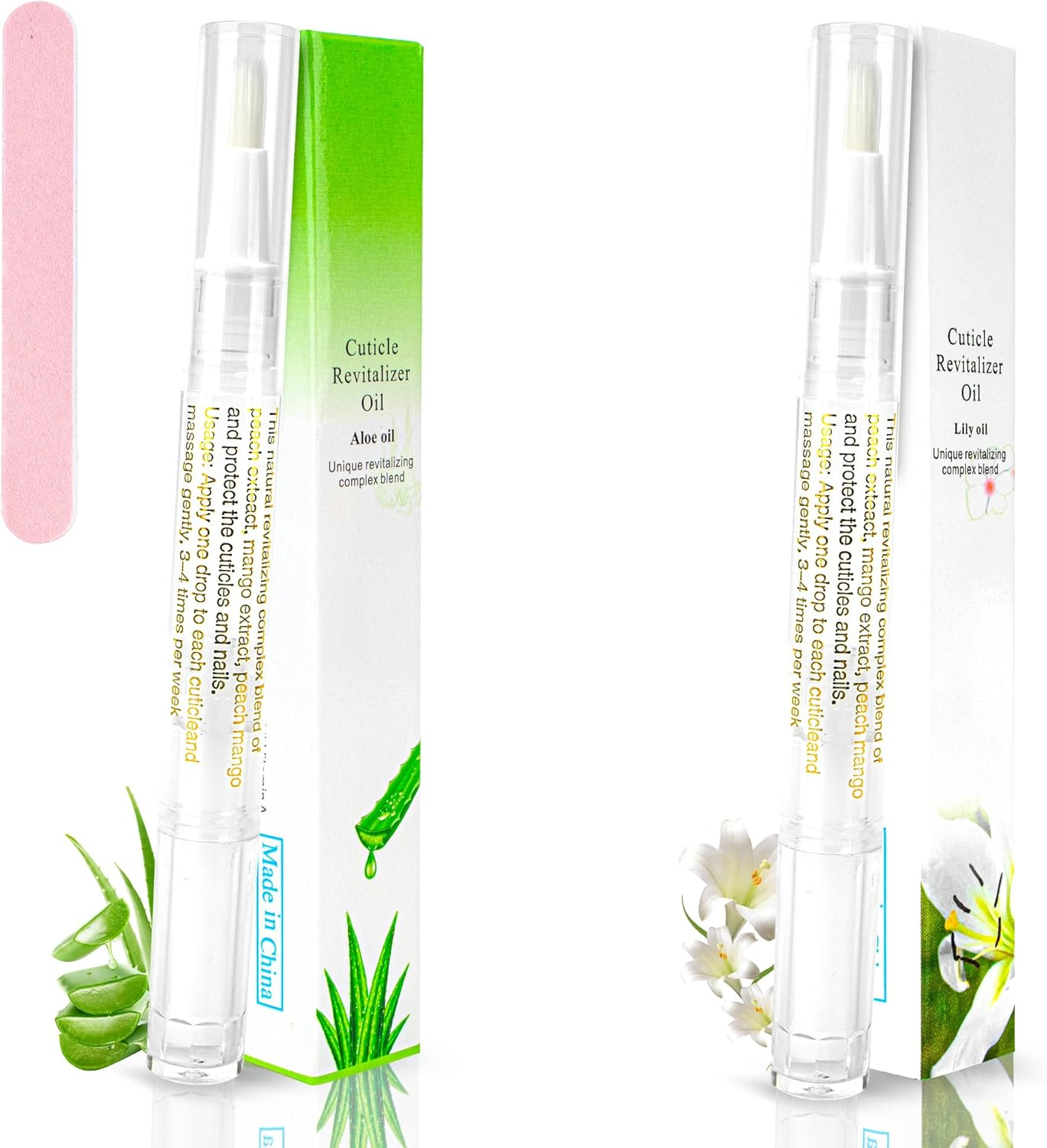 2PCS Cuticle Oil Pen for Nails,Nail Oil Pen for Nail Care,Cuticle Oil for Nails with Nail File,Nail Oil Cuticle Prevent Dry Cracking and Hangnails,Deep Nourishment(Lily & Aloe Flavor) image number 2