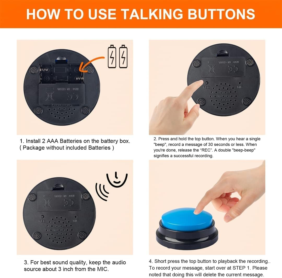 Dog Buttons for Communication, Voice Recording Button, Pet Training Buzzer, 30 Second Record & Playback, Talking Dog Buttons, Recordable Buttons for Pet Dog (6PCS) image number 5