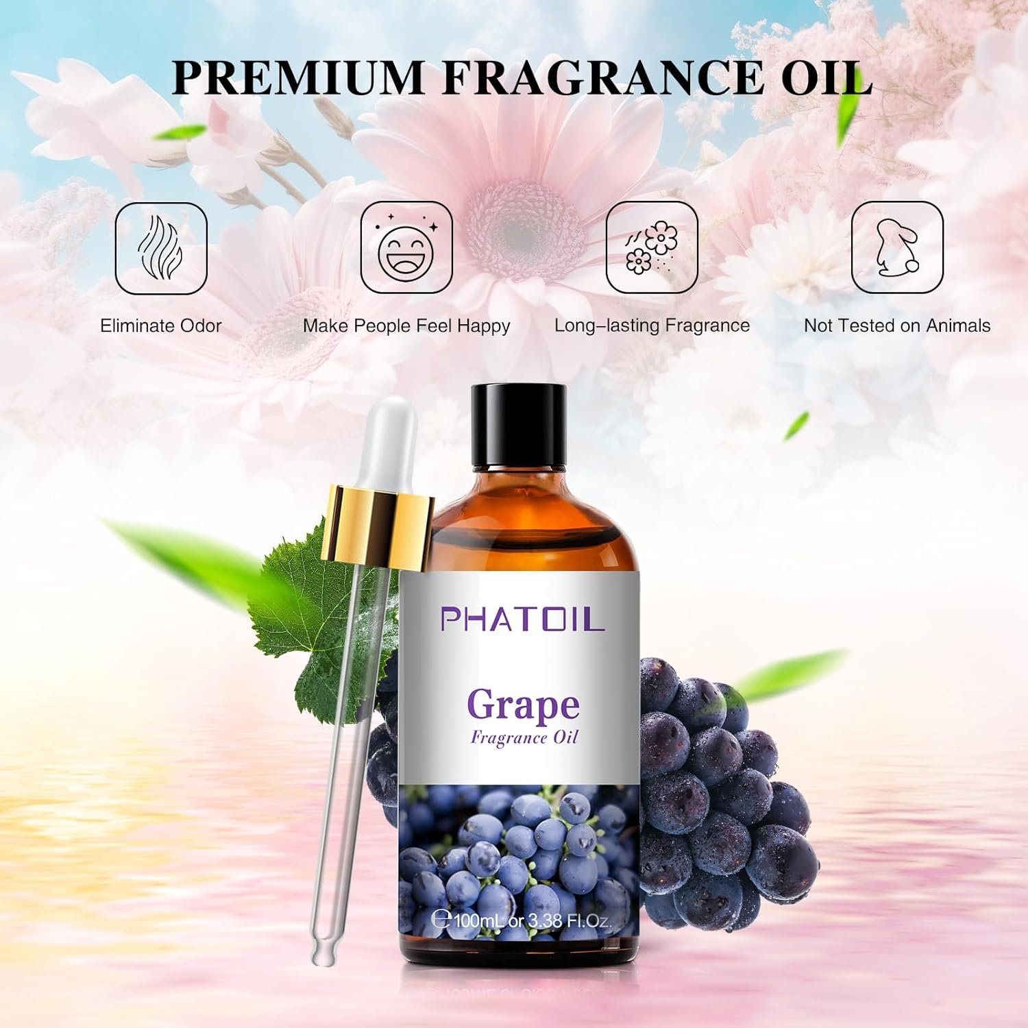 PHATOIL Grape Fragrance Oils 100ML/3.38FL.OZ, Essential Oils for Diffuser, Humidifier, Aromatherapy, DIY Candle, Soap and Scented Products Making image number 4