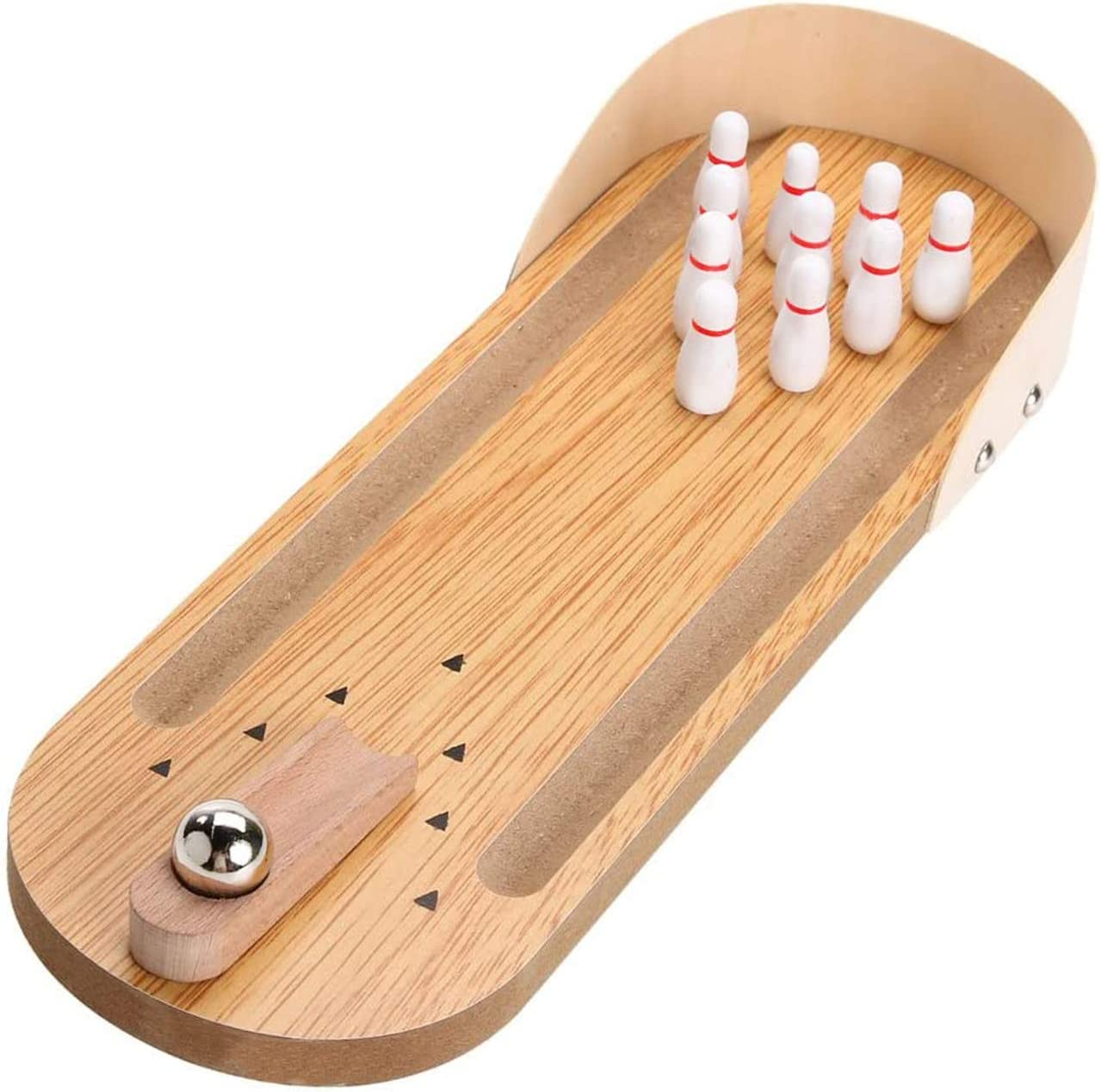 Table Top Mini Bowling Game Set-Tabletop Wooden Board Mini Arcade Desktop Tiny Bowling Shooting Alley Office Desk Stress Relief Gadgets Small Finger Toys Fun Gag Gifts for Menwomen Kids Teens Boys image number 3