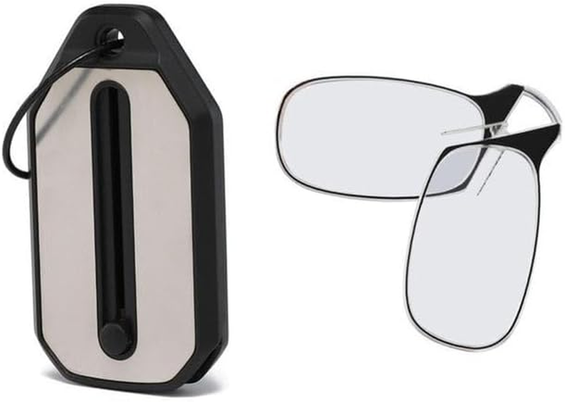 LEDON Reading Glasses and Pod Case 1.5 Strength Black Frames, Flexible Portable Mini Nose Clip Reading Glasses Wallet Pocket Phone image number 1