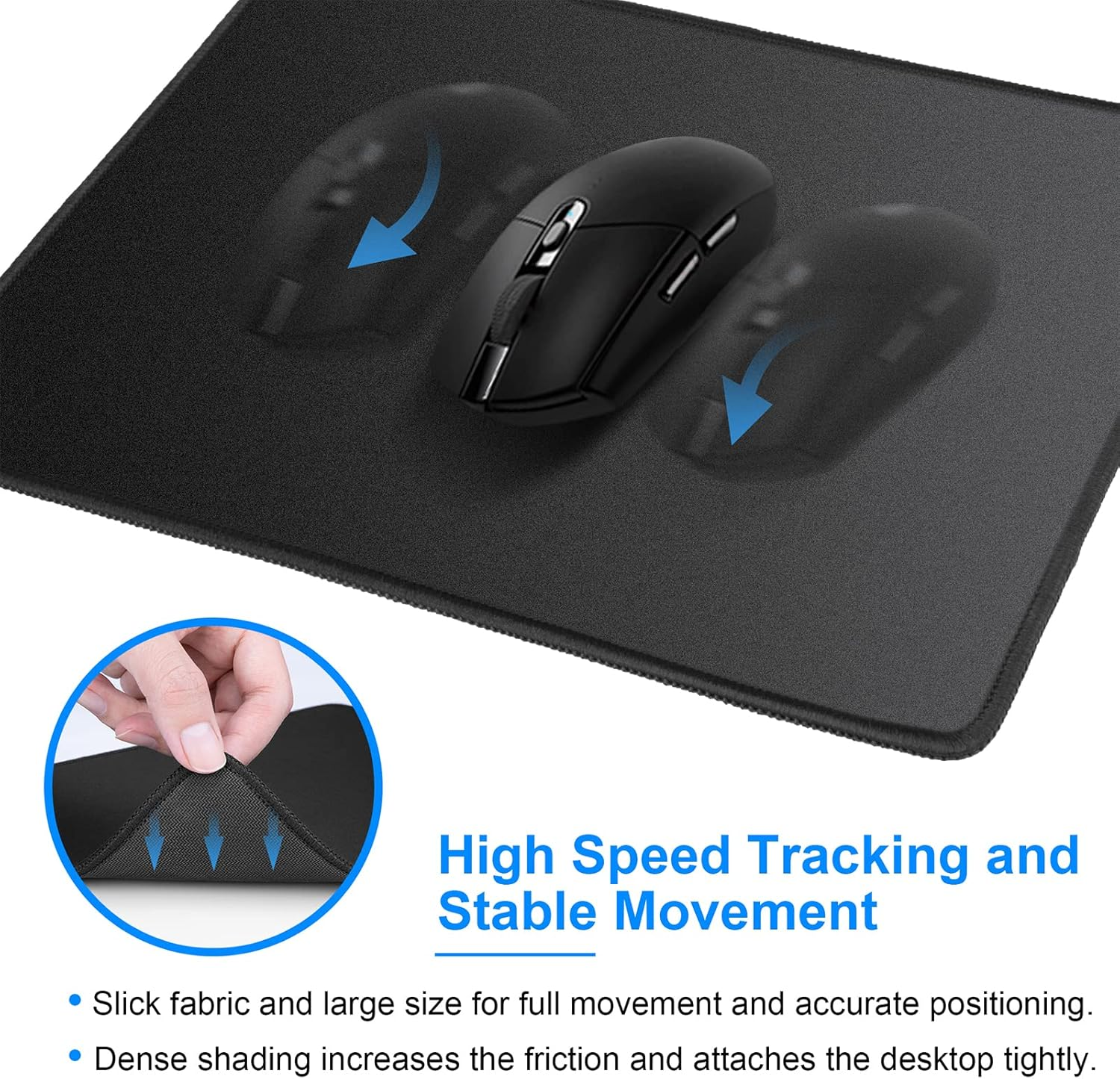 KTRIO Mouse Mat 6 Pack [30% Larger] with Stitched Edges, 280X220X3Mm Mousepad Gaming Mouse Pad Mat, Waterproof Mouse Mats with Non-Slip Rubber Base, Mouse Pads for Computers, Laptop, PC, Black image number 1