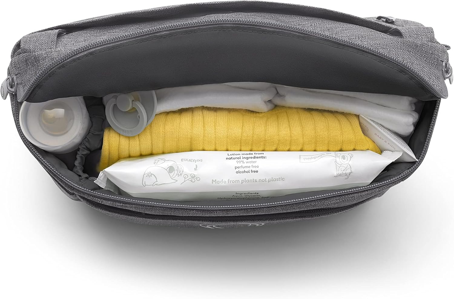 Bugaboo Multi-Pocket Compact Pushchair Organiser with Easy Access Pockets, Must-Have Accessory for All Baby Essentials in Grey Melange image number 3