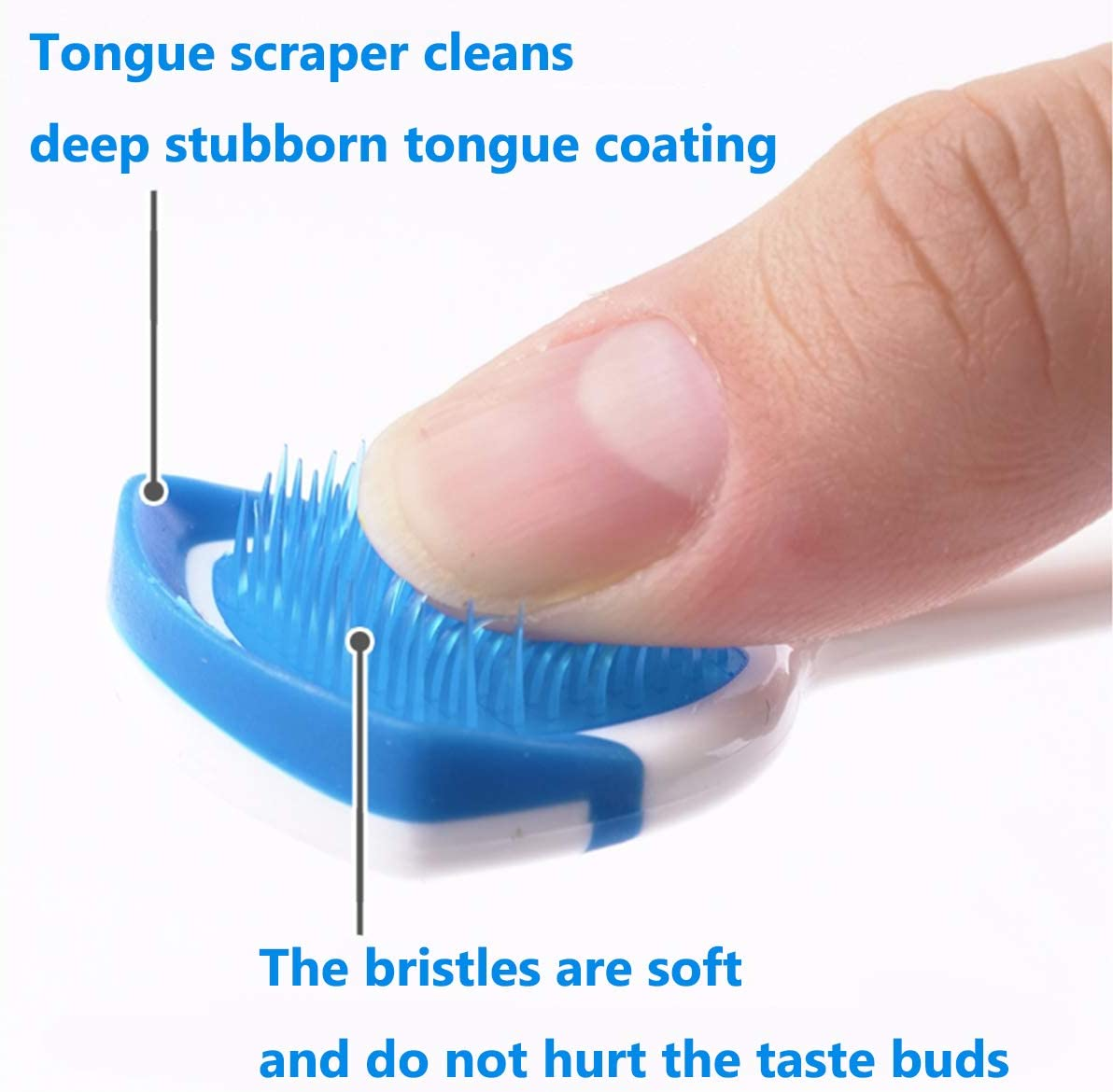 Tongue Brush, Tongue Scraper, Tongue Cleaner Helps Fight Bad Breath, 3 Tongue Scrapers, 3 Pack (Blue & Orange & Red) - Black  Blue  Green image number 5