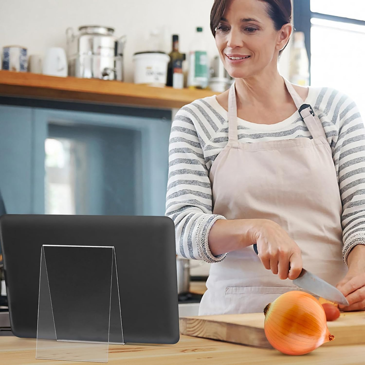 6Pcs Acrylic Book Display Stand Clear Easel with Ledge Tablet Holder for Displaying Books, Pictures, Notebooks, Cds, Artworks, Etc image number 2