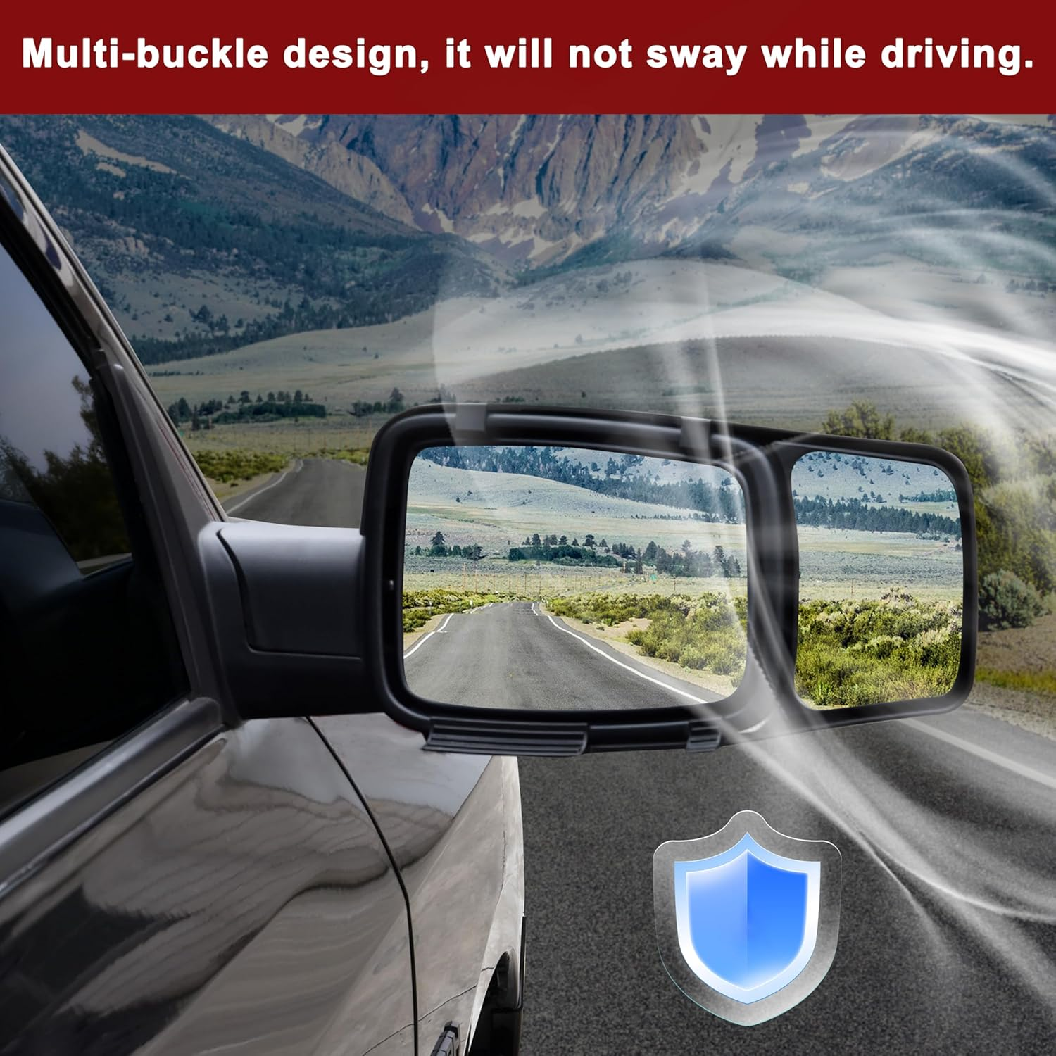 KEWISAUTO Clip on Mirror Extension for Ram 1500, Snap & Zap Towing Side Mirror Extensions Towing Clip on Exterior Rearview Mirror Extend Cover for 2009-2017 Dodge Ram 1500 2500 3500 Accessories