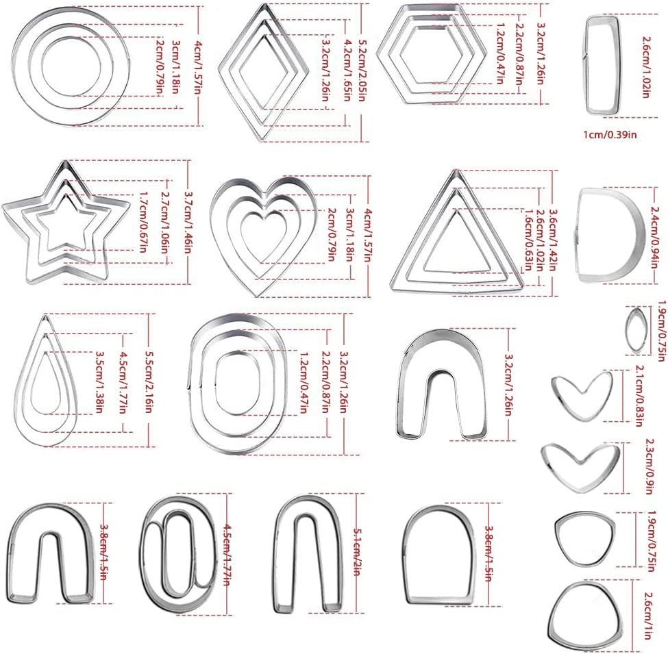 134 Pcs Polymer Clay Cutters, AIFUDA 16 Shapes Clay Earring Cutters with 48 round Piercers and 50 Earring Accessories for Earrings Making image number 6