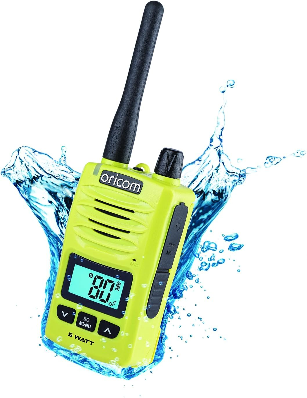 Oricom DTX600 Waterproof IP67 5 Watt Handheld UHF CB Radio Lime - 80 Channels, Duplex, Die-Cast Metal Chassis, Switchable RF Power, Waterproof Dust IP67, Signal Monitoring, Triple Watch image number 4