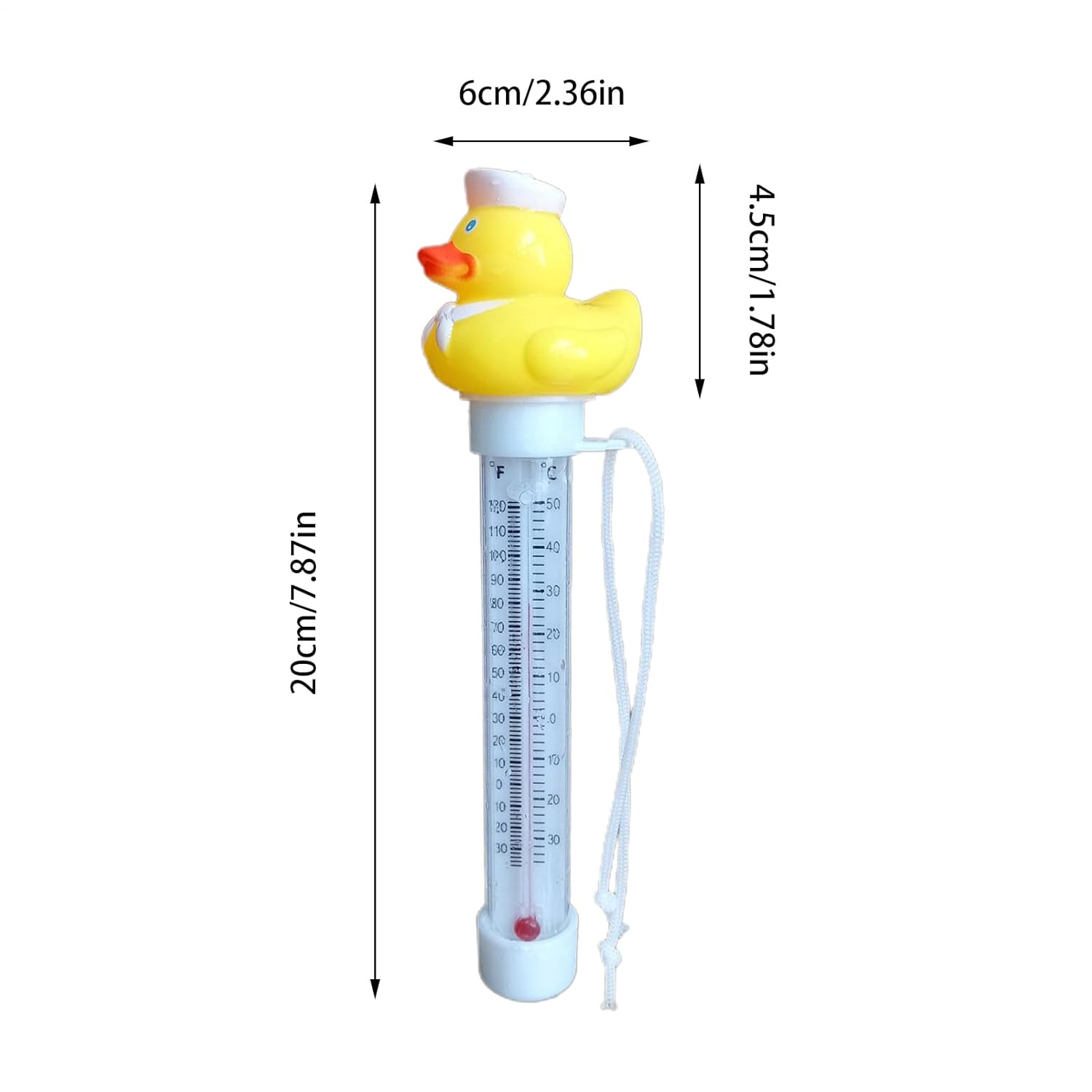 Floating Duck Bath Thermometer,Rubber Duck Pool Thermometer Gauge,Duckshaped Water Gauge,With String,Temperature Gauge for Outdoor & Indoor Swimming Pools,Spas,Hot Tubs & Aquariums