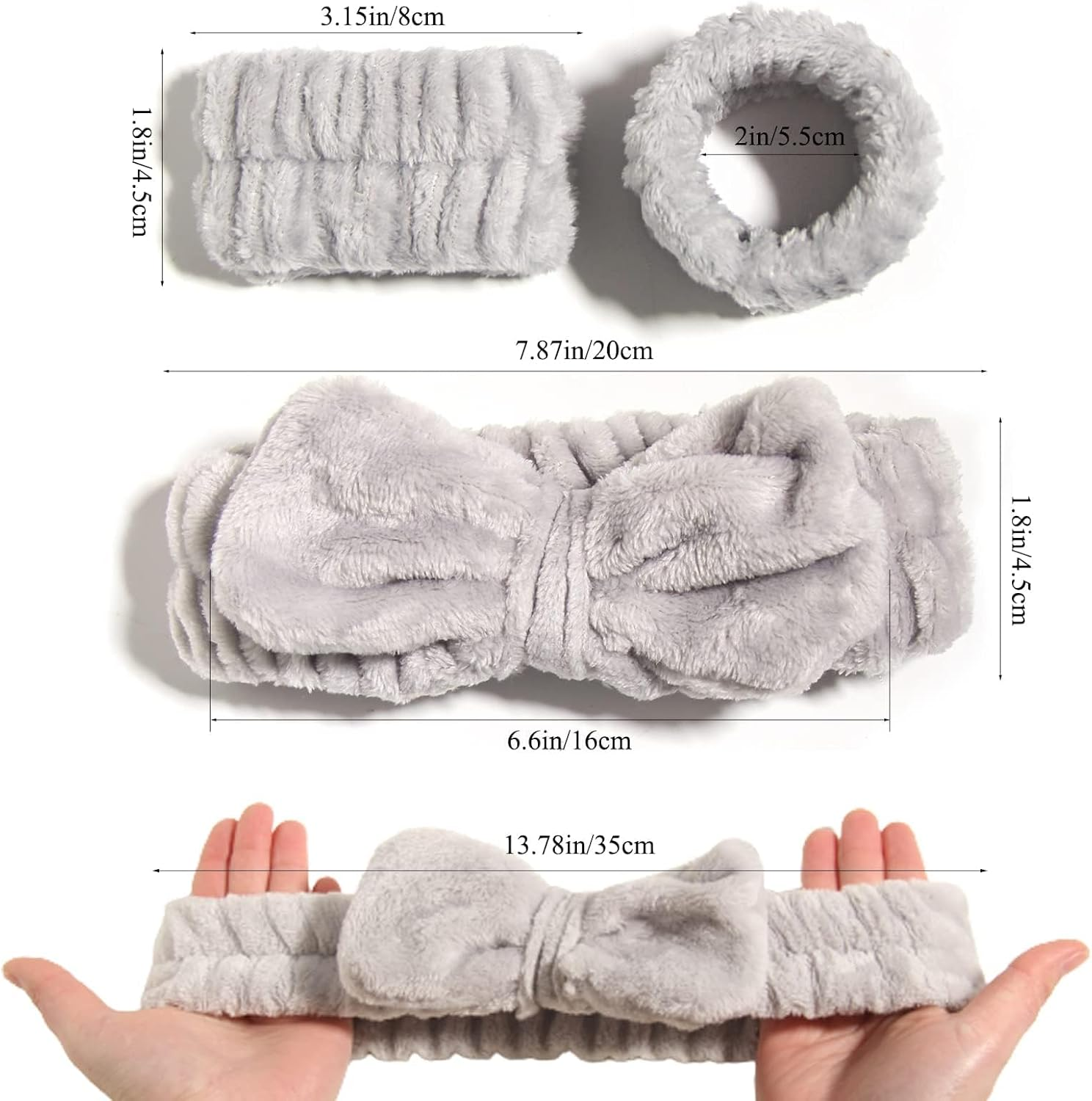 ZANZER 8 Pcs Makeup Spa Headband,Face Wash Facial Headband and Wristband Set,Wrist Wash Bands, Skincare Headbands with Wristband Set, Hair Headband Face Wash Wristbands for Washing Face