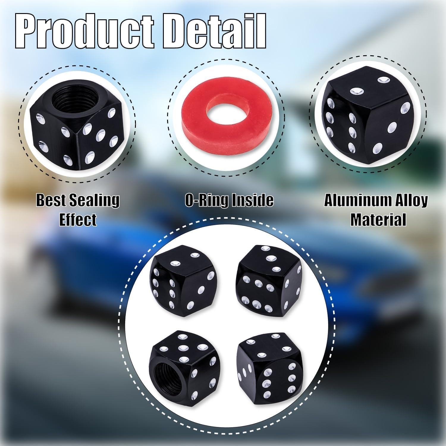 WADY 4 Pcs Gold Valve Cap Bike Air Cap Bookends Cactus Universal Stem Covers for Car Bicycle Motorcycle Tire Caps Valve Stem Caps Accessory Alloy Dust Cap (Black) image number 2