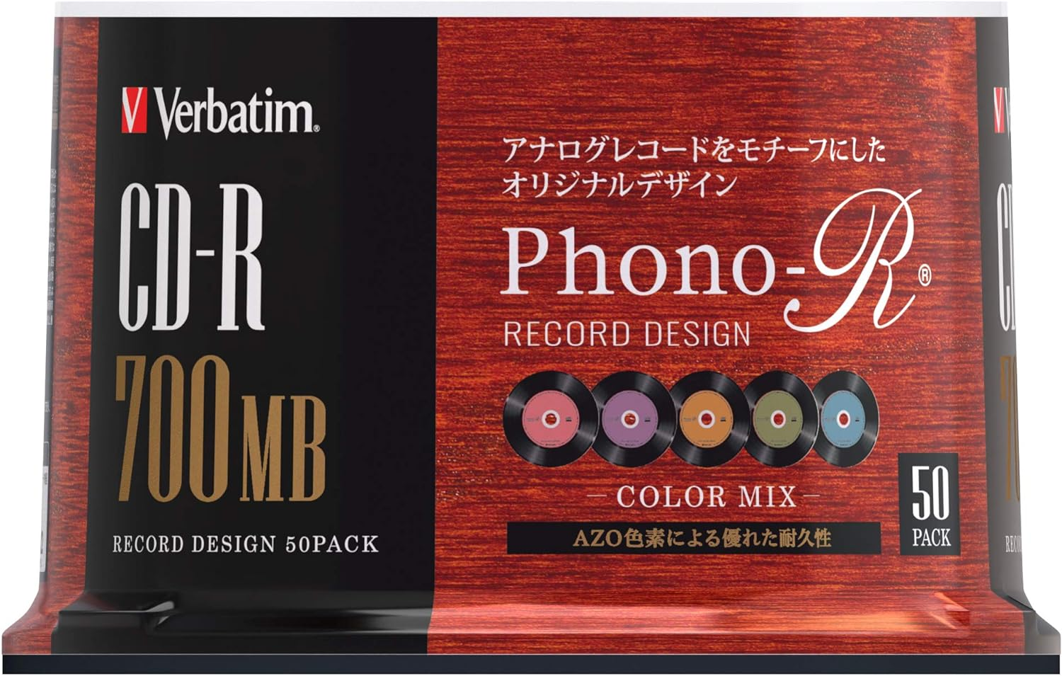 Verbatim SR80FHX50SV7 CD-R Record Design 700MB Color Mix Phono-R - White Printer Bull image number 4