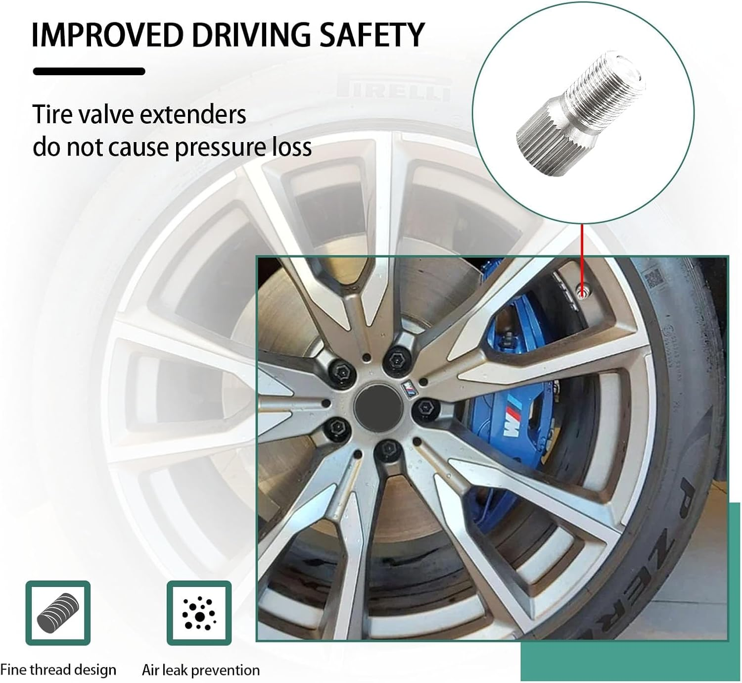 4PCS 19Mm Valve Cap Stem Extenders, Screw-On Car Tire Valve Stem Extensions, Universal Nickle Plated Brass Wheel Tire Caps Extender Adapter for Car Truck Motorcycle Bike image number 5