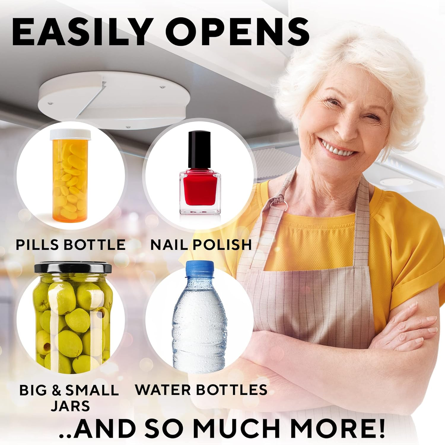Under Cabinet Lid Jar Opener - for Weak Hands and Seniors with Arthritis - Heavy Duty, Allows to Easily Unscrew Any-Size Lid - Effortless Bottle & Can Opener for Your Kitchen image number 5