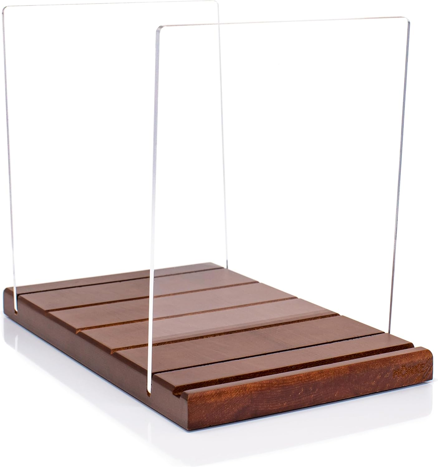 Premium Vinyl Record Storage - a Mid-Century Style Record Holder, 50 LP Capacity - with a Now-Playing Record Display Groove (Brown) image number 4