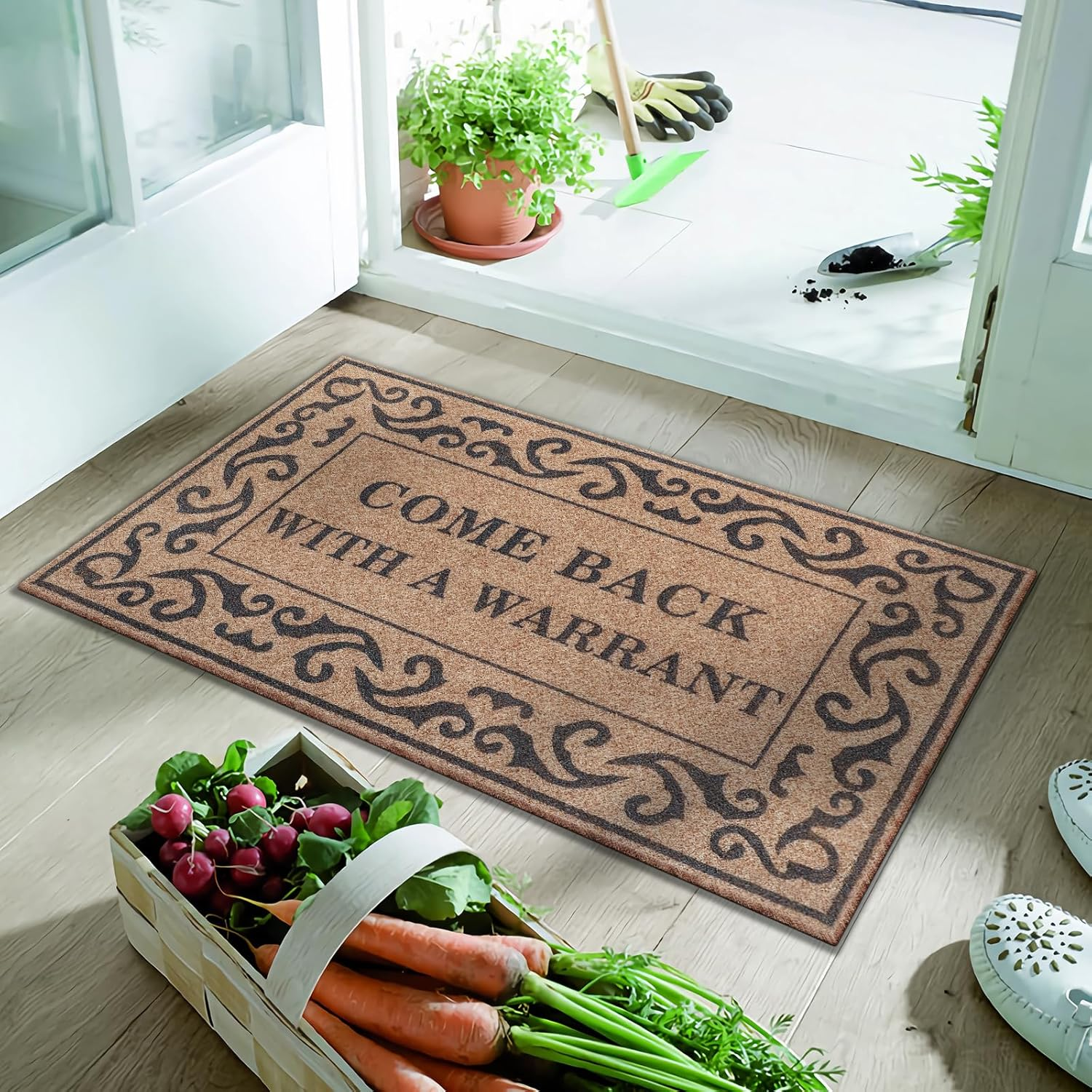 Door Mat Funny Durable Front Door Mat for Home Entrance Kitchen and Garden Entryway Indoor Outdoor Welcome Mat Non Slip Rubber Backing Mats Easy to Clean 18 X 28 Inches Brown