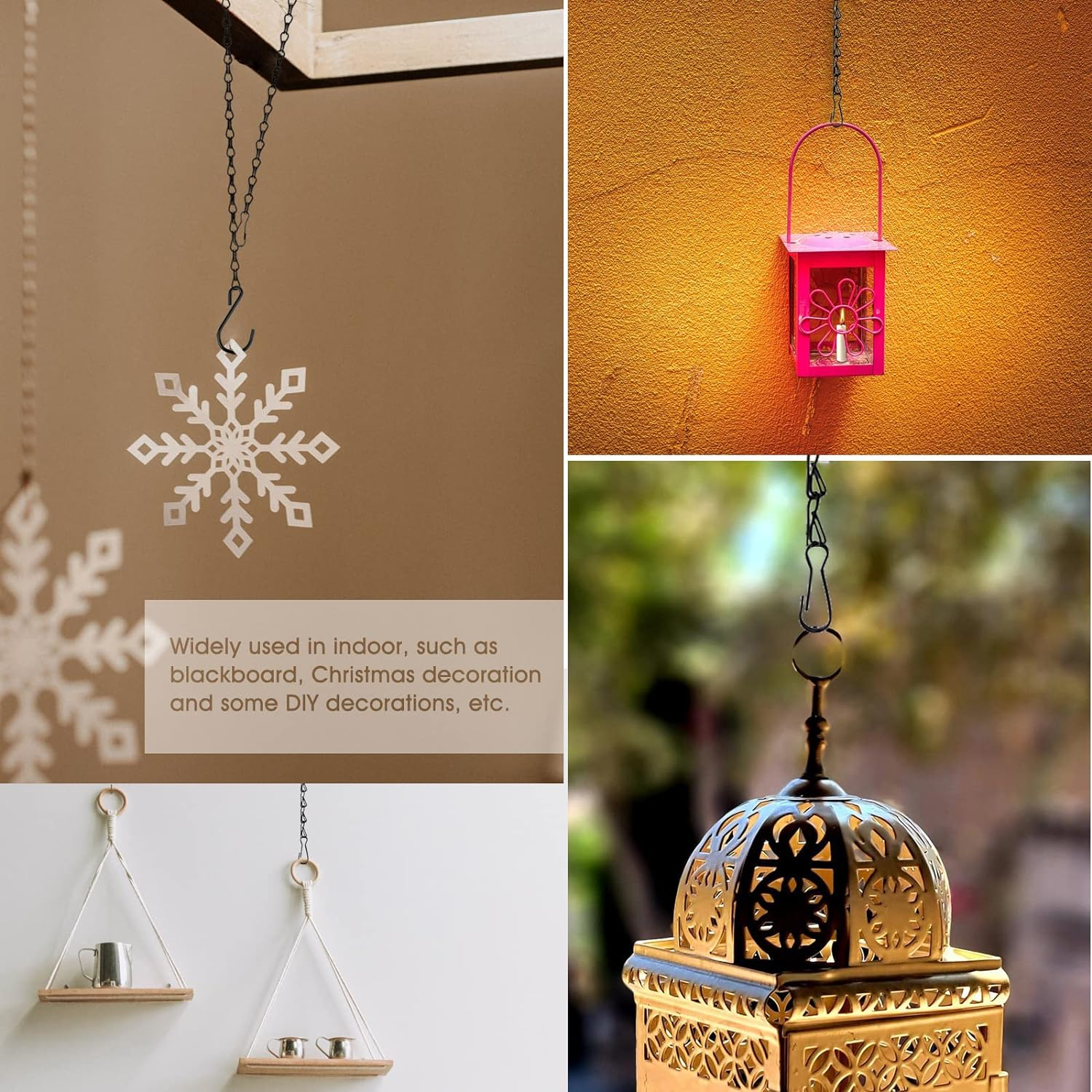 Chain for Hanging Plants, 10 Inch Black Plant Chains for Hanging Planter Baskets Kits with Hooks for Bird Feeder Wind Chime, Small Chains Perfect for Indoor Outdoor Decor (10 PCS) image number 6